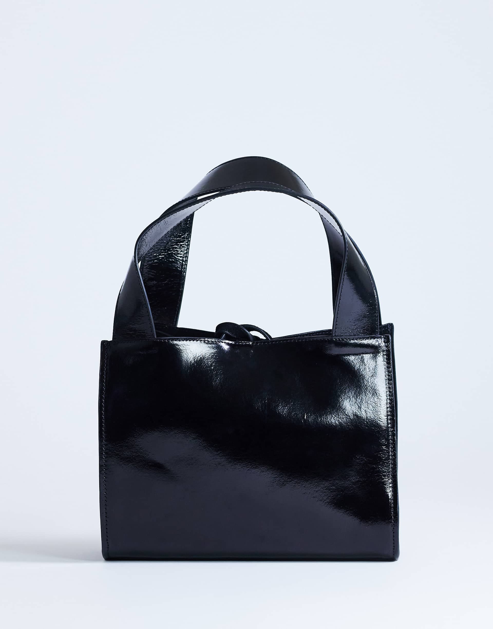 Topshop Sandy small real suede and leather purse with tie closure in black