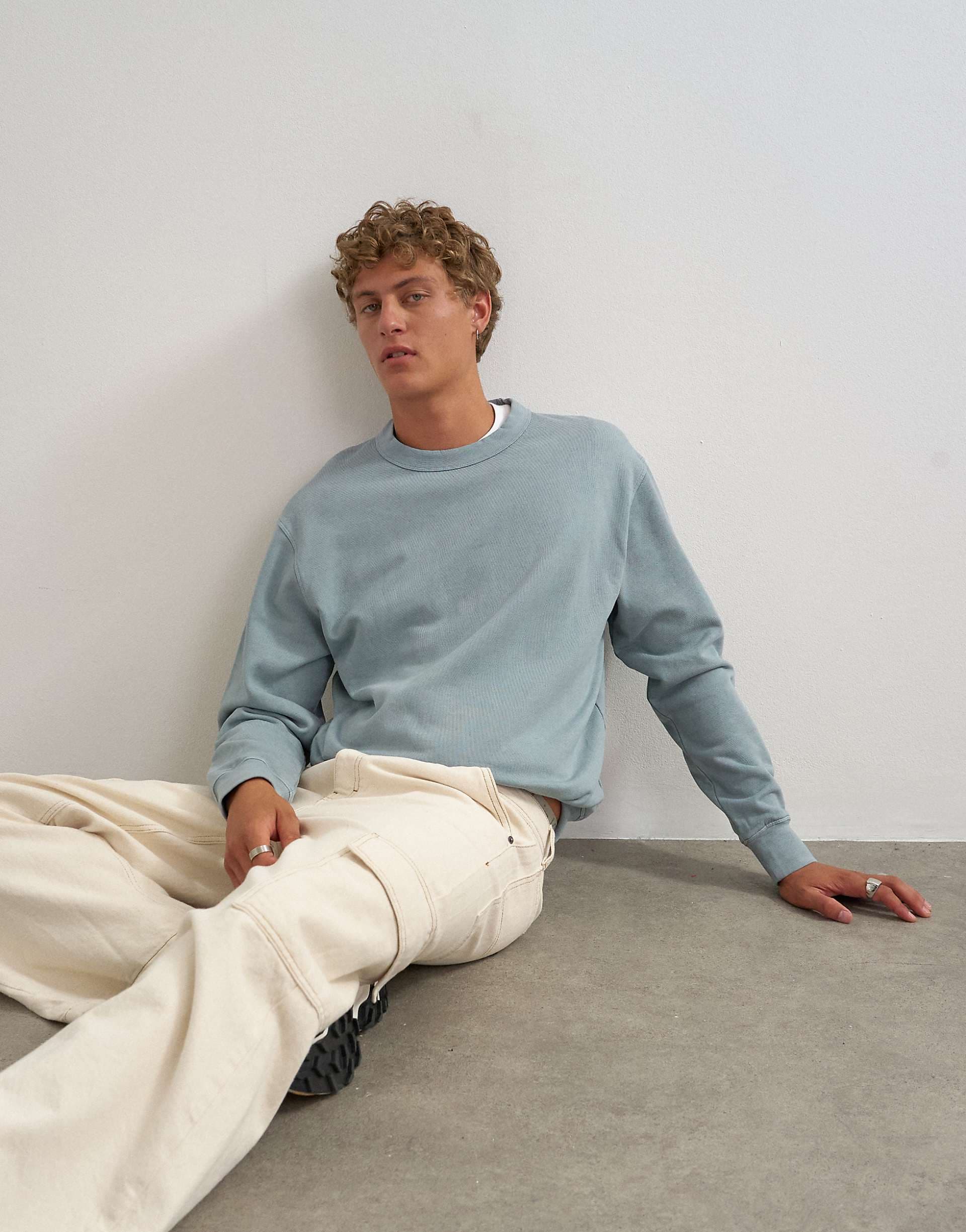 Topman relaxed fit sweatshirt in washed blue