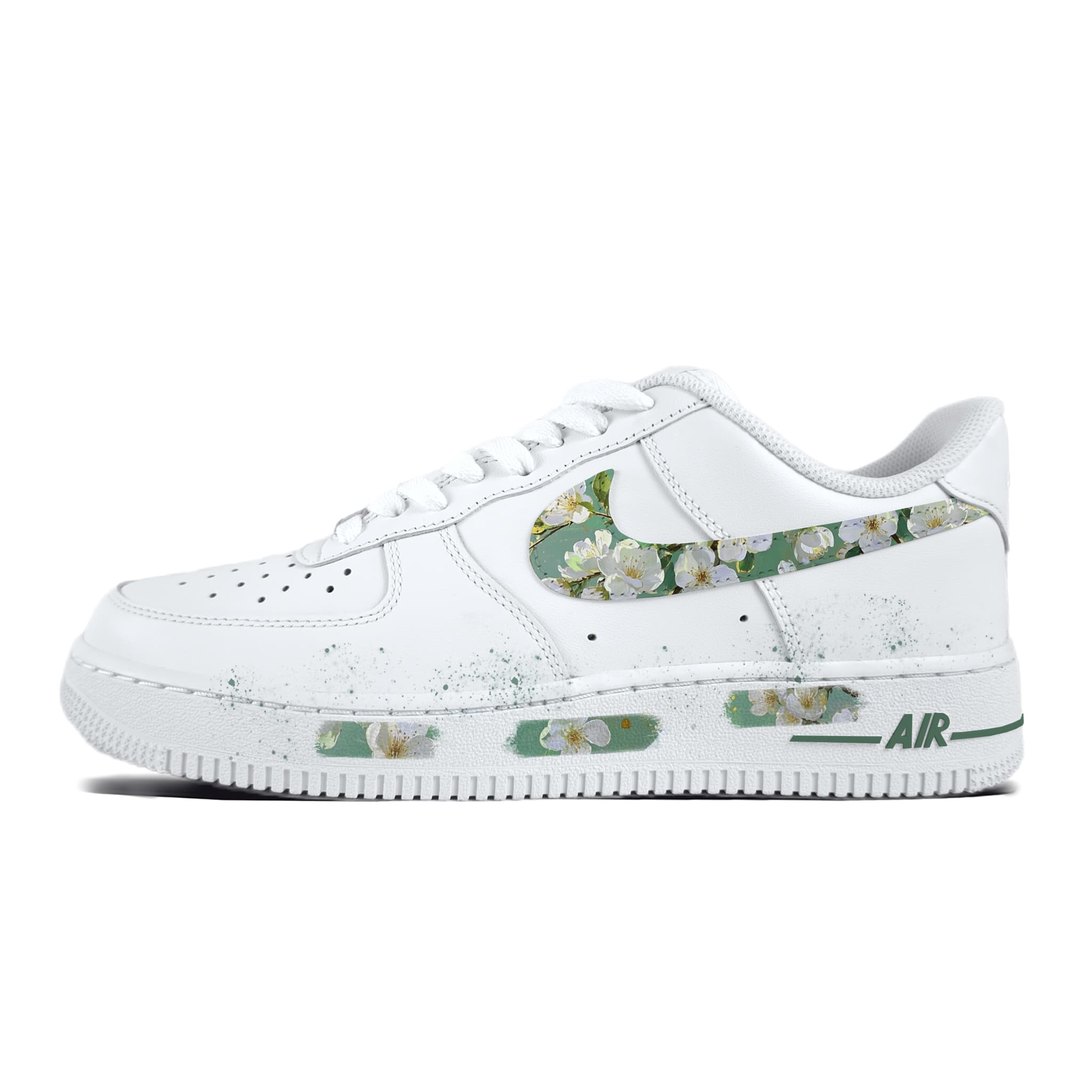 Custom Sneakers Nike Air Force 1 'Cherry Blossoms Blooming' Niche Street Fashion Preppy Chinese Style Trendy Hand-Painted Casual Versatile Cushion Wear-Resistant Skate Shoes Unisex White