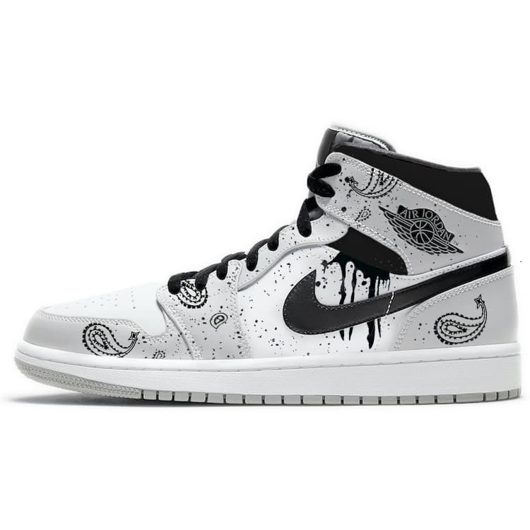 JORDAN Air JORDAN 1 Vintage Basketball Shoes Men Mid Top White/Gray/Black