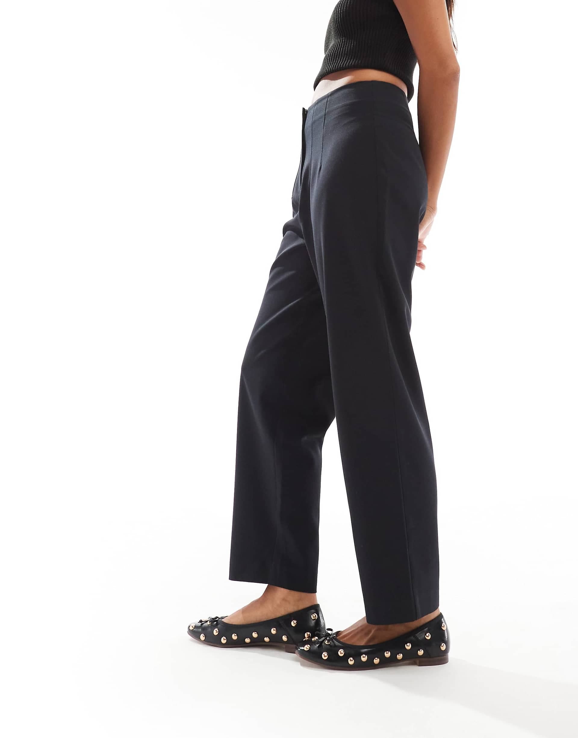 Miss Selfridge Petite essentials cigarette pants in black