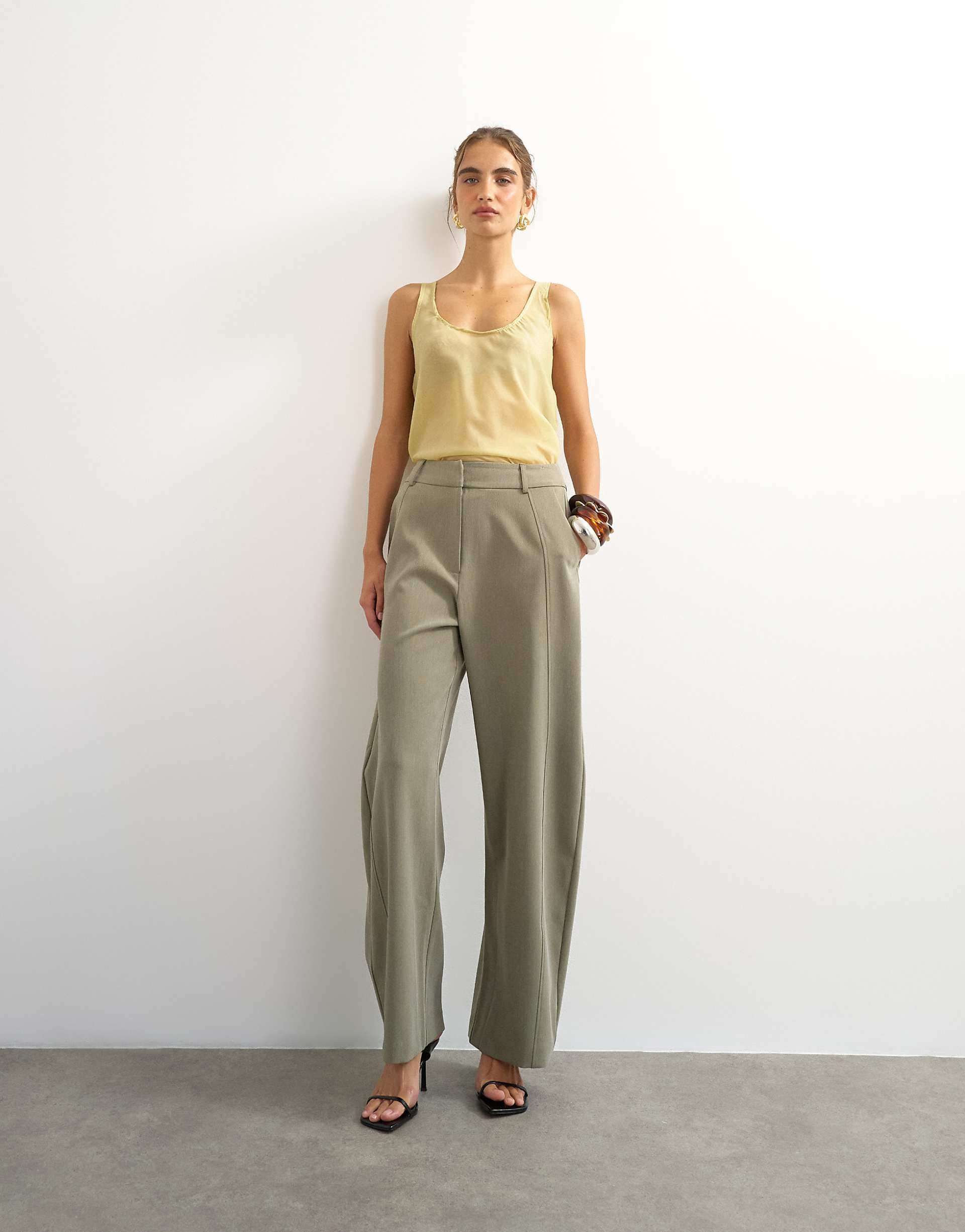 Topshop tailored horseshoe pants in sage