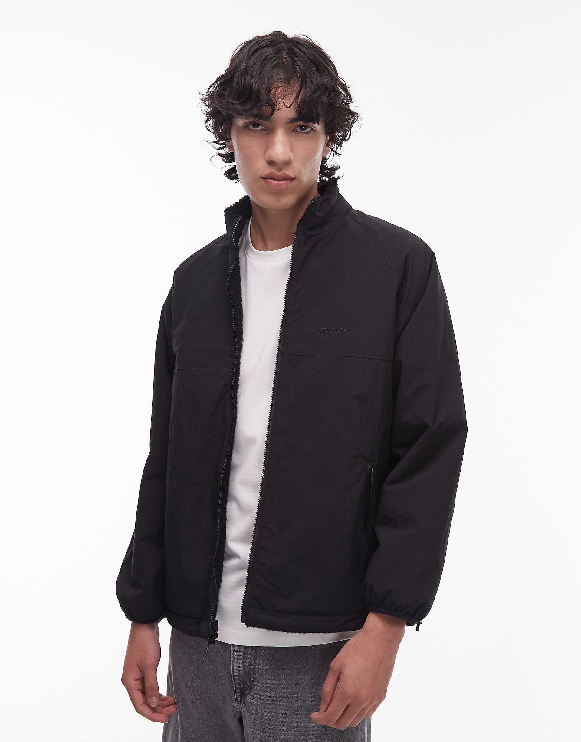 Gramicci reversible teddy jacket in black