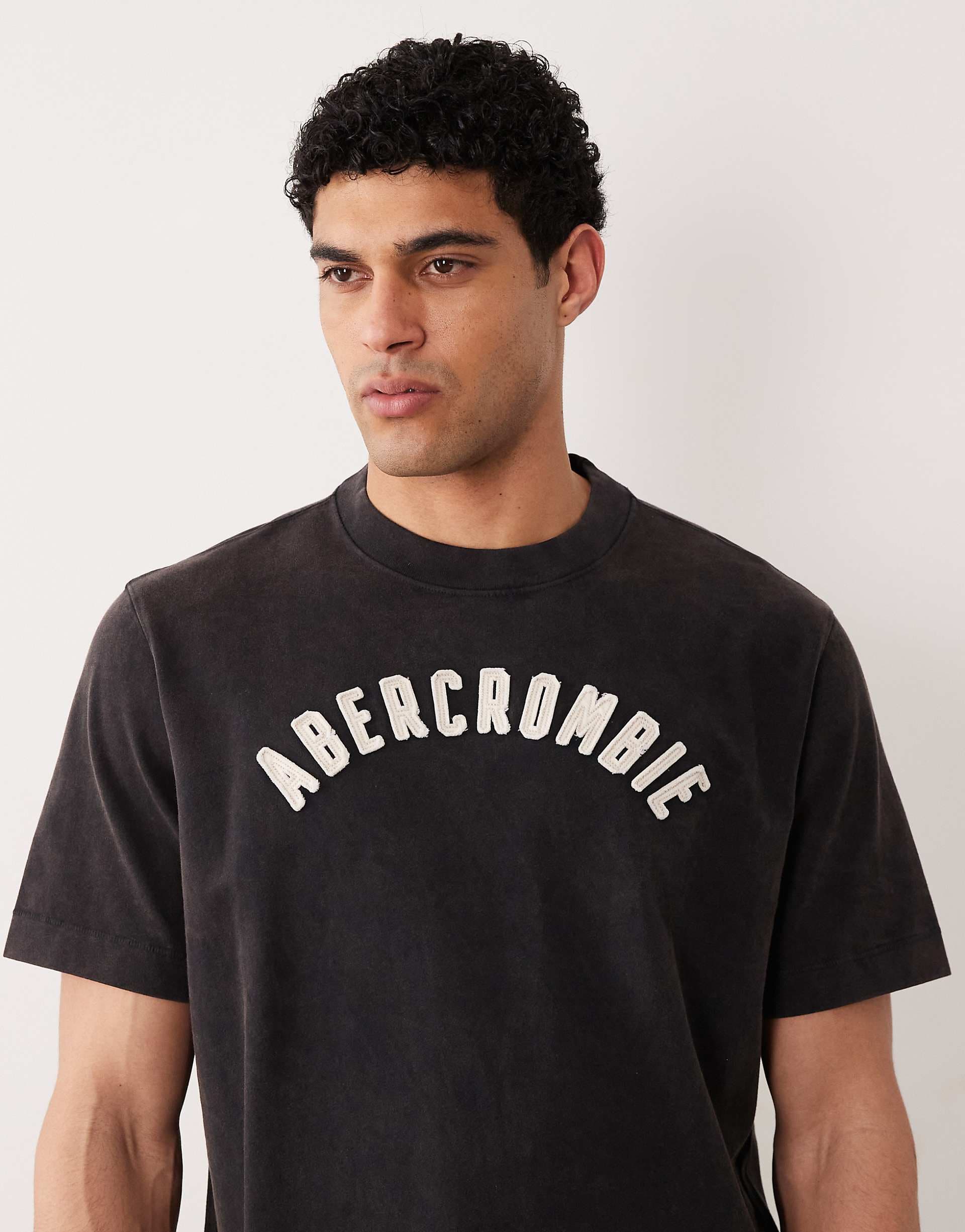 Abercrombie & Fitch patch logo t-shirt in washed black