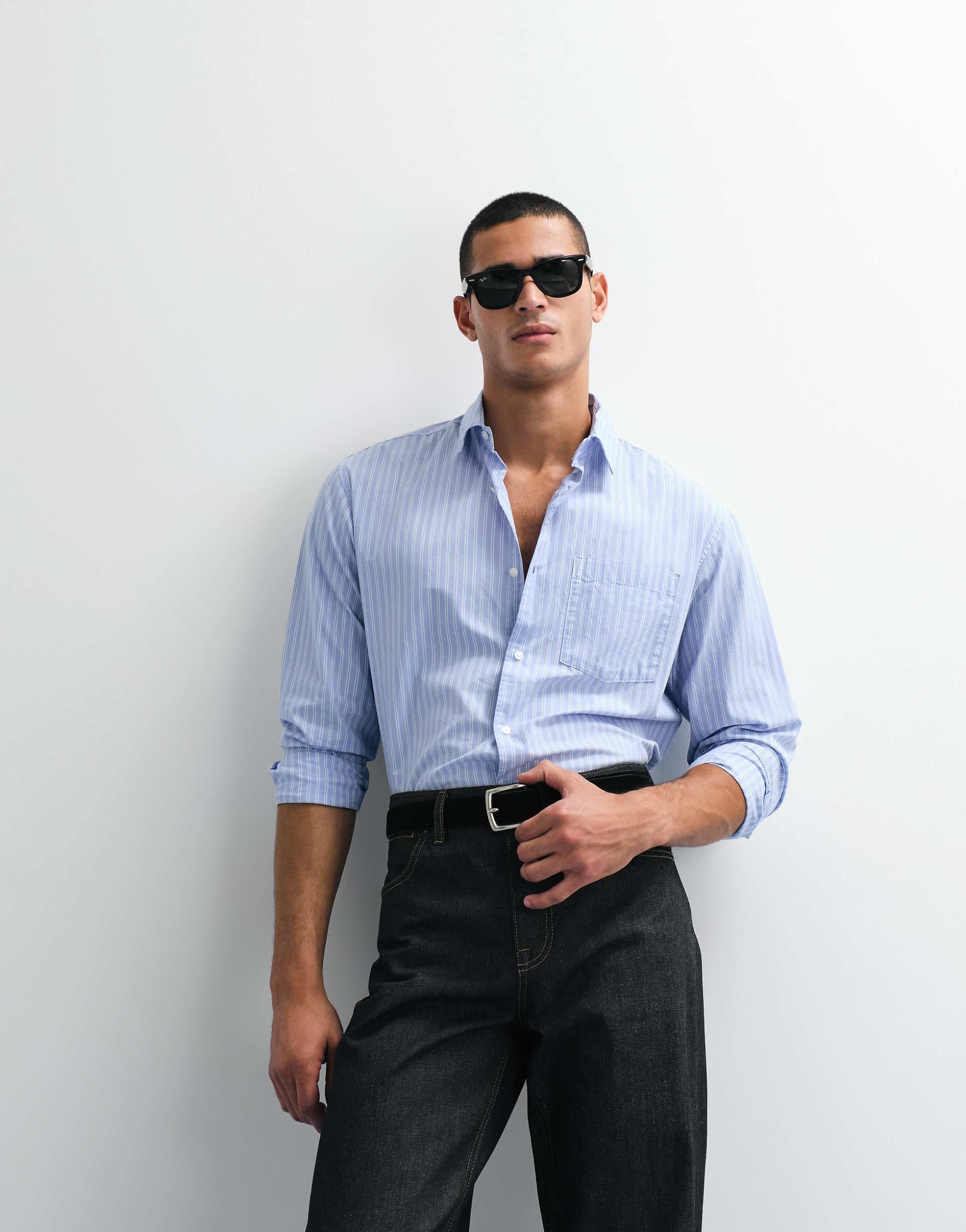Jack & Jones poplin striped shirt in blue
