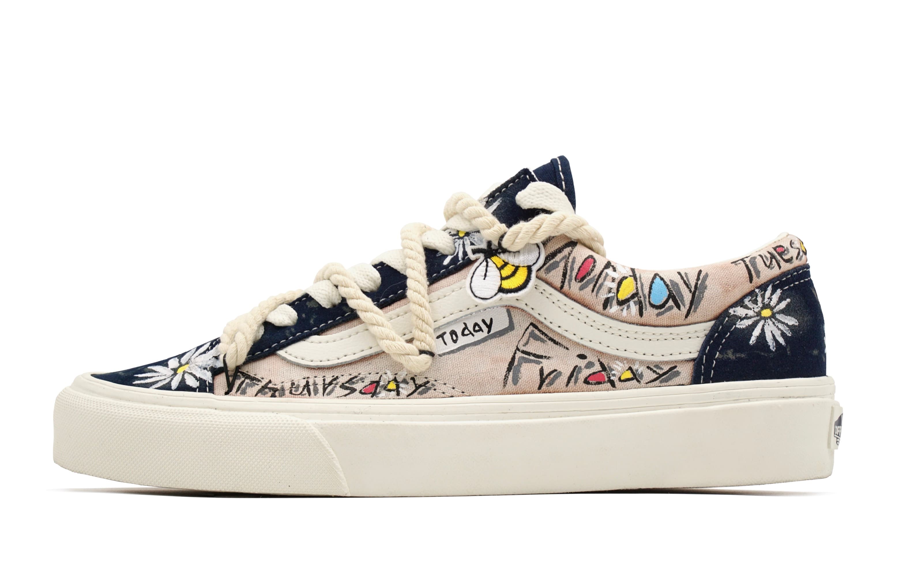 Custom Sneakers Vans Style 36 'Every Day' Retro Distressed Trendy Casual Low-Top Sneakers Unisex Royal Blue