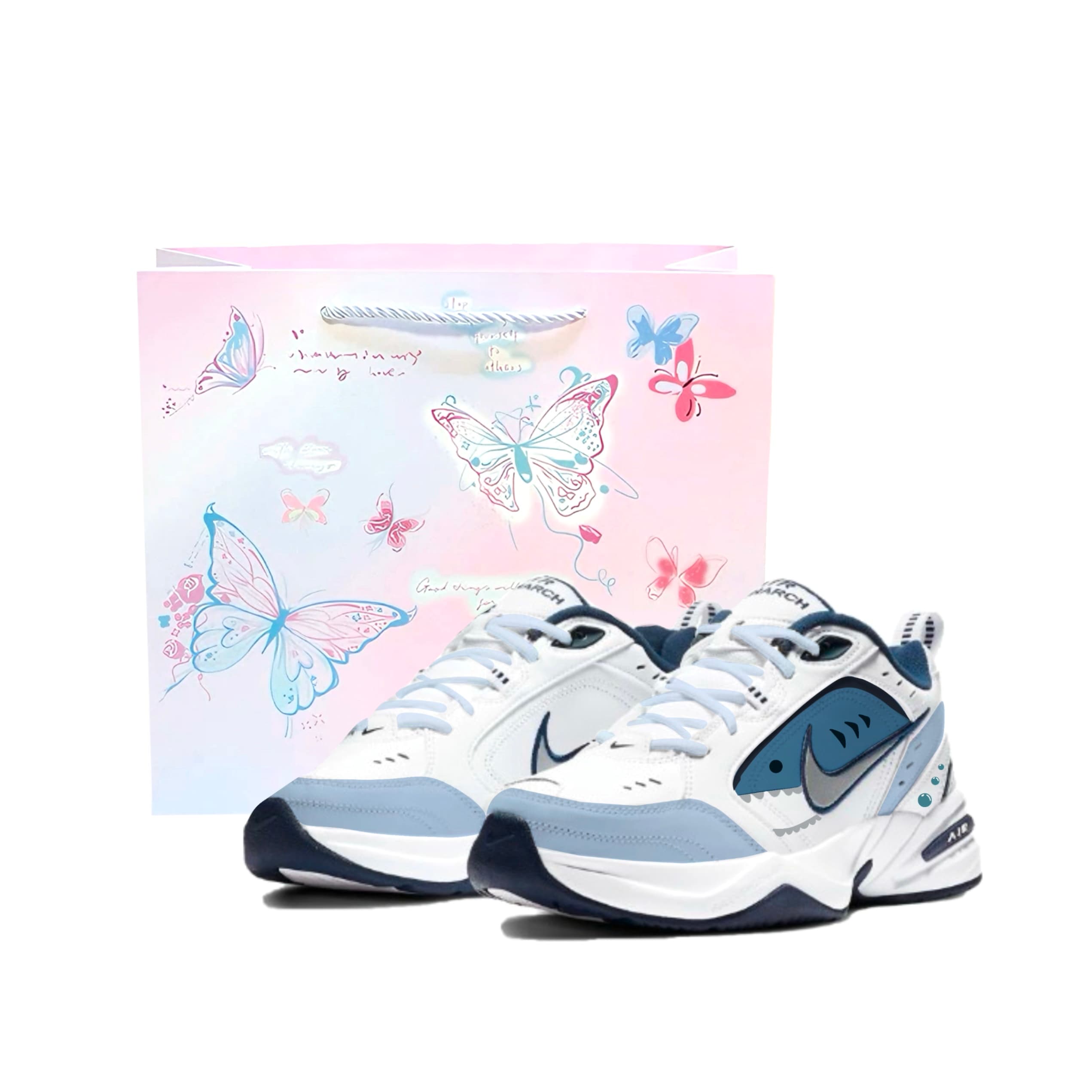 Nike Air Monarch 4 Chunky Sneakers Unisex Low-Top Blue White