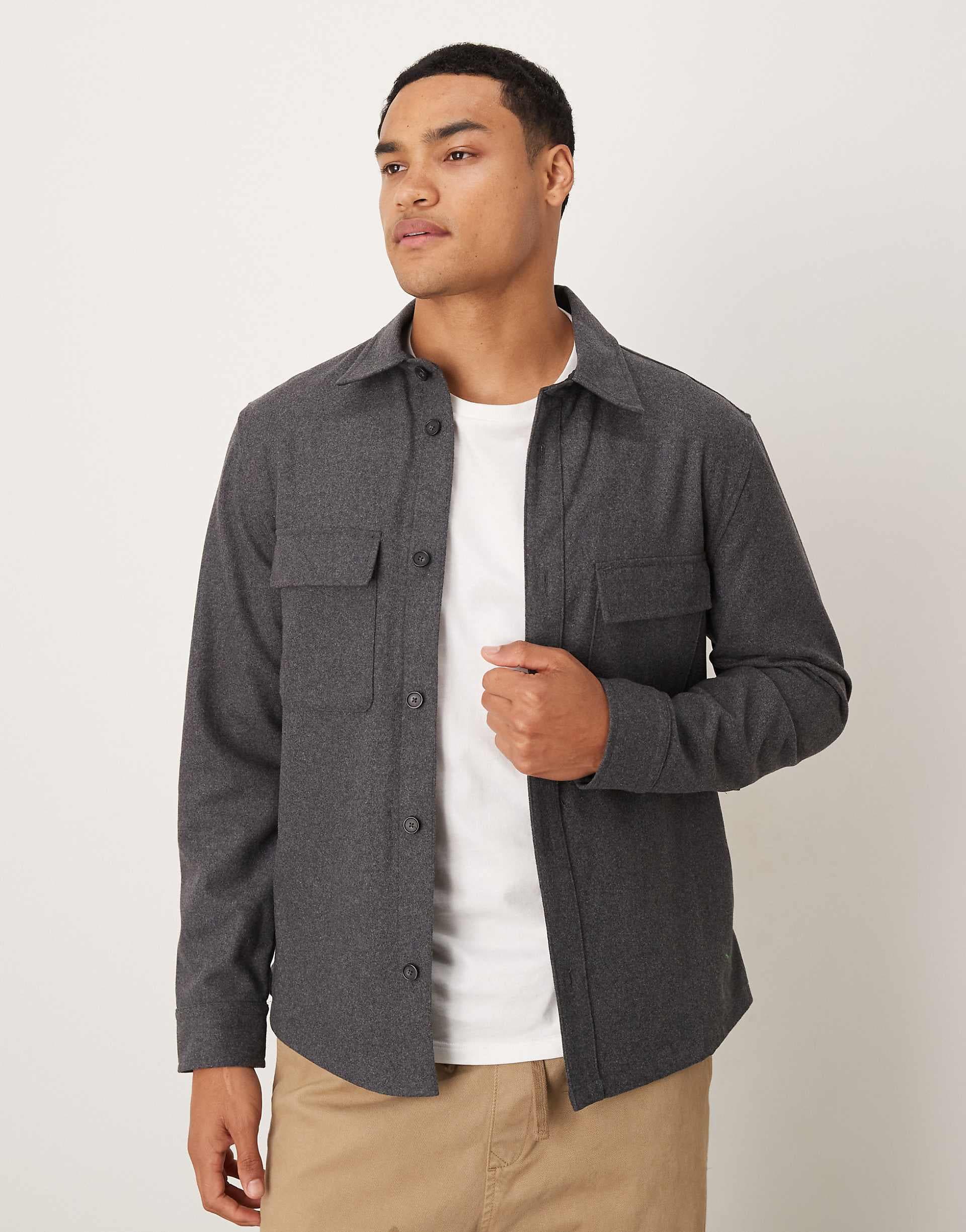 Mango pocket detail wool mix jacket in gray