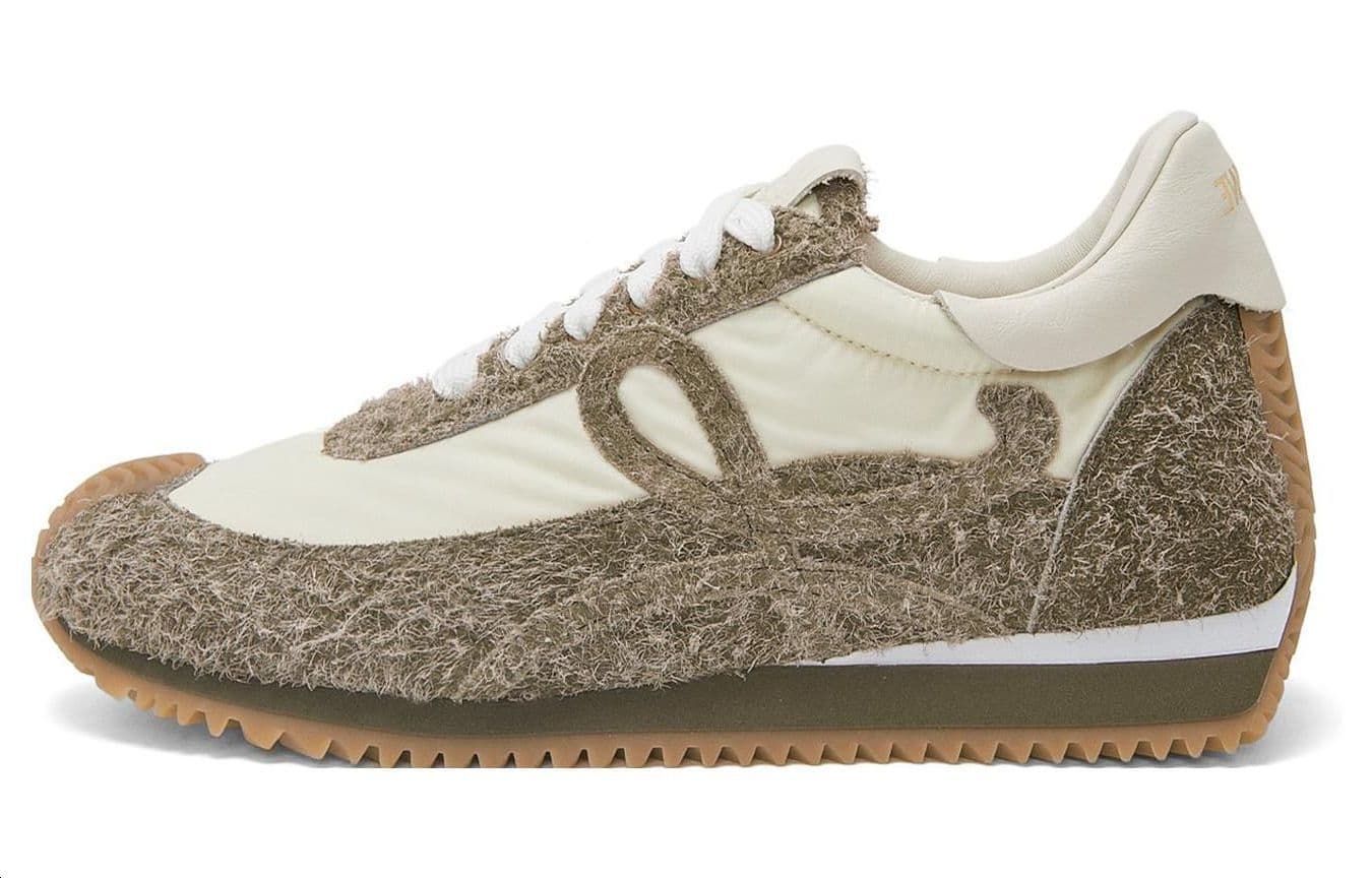 LOEWE Flow Runner Suede Round-Toe Lace-Up German Training Shoes Low-Top Casual Lifestyle Shoes Women's Brown/White