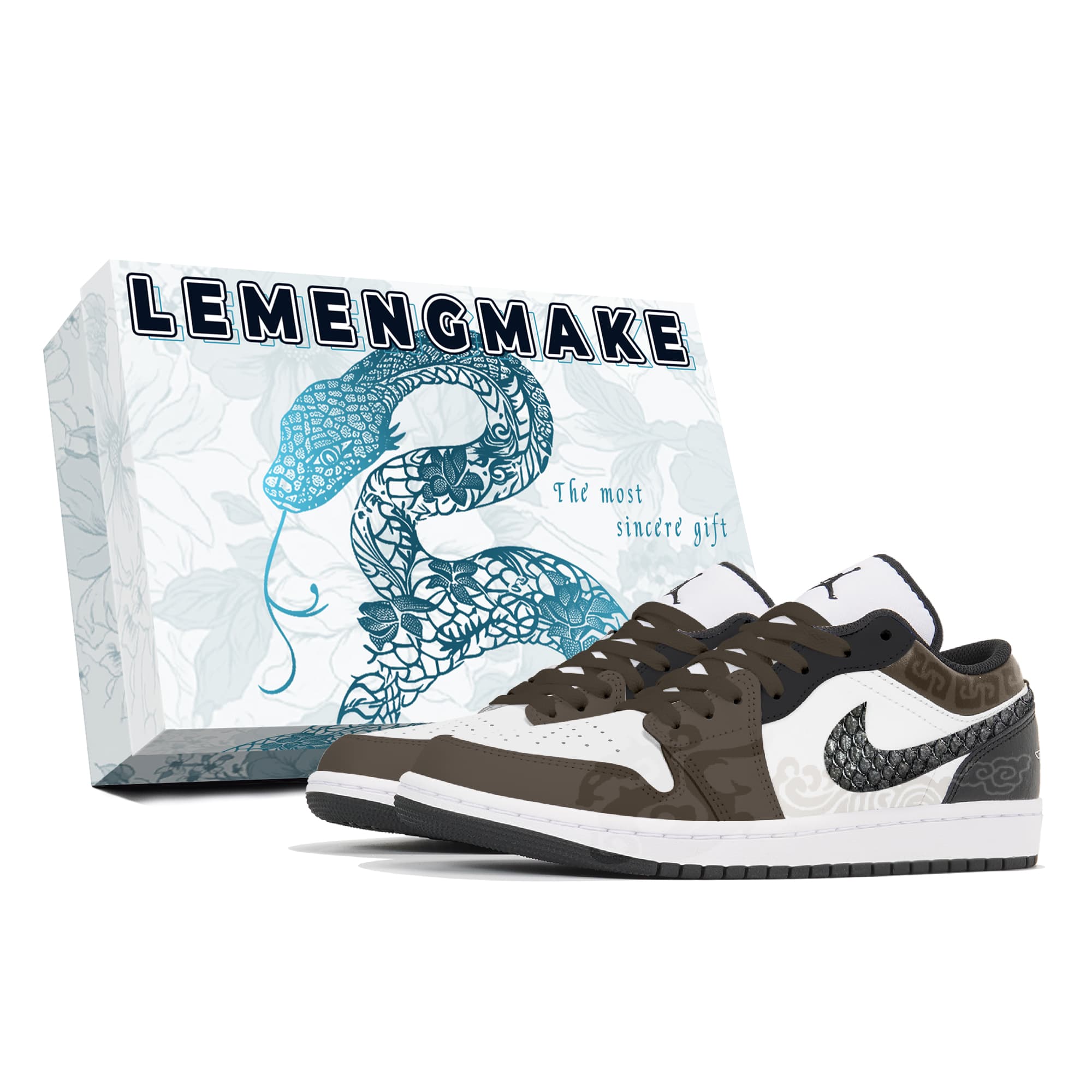Jordan Air Jordan 1 Cushioned Slip-Resistant Abrasion-Resistant Low-Top Vintage Basketball Shoes Men's Black Brown