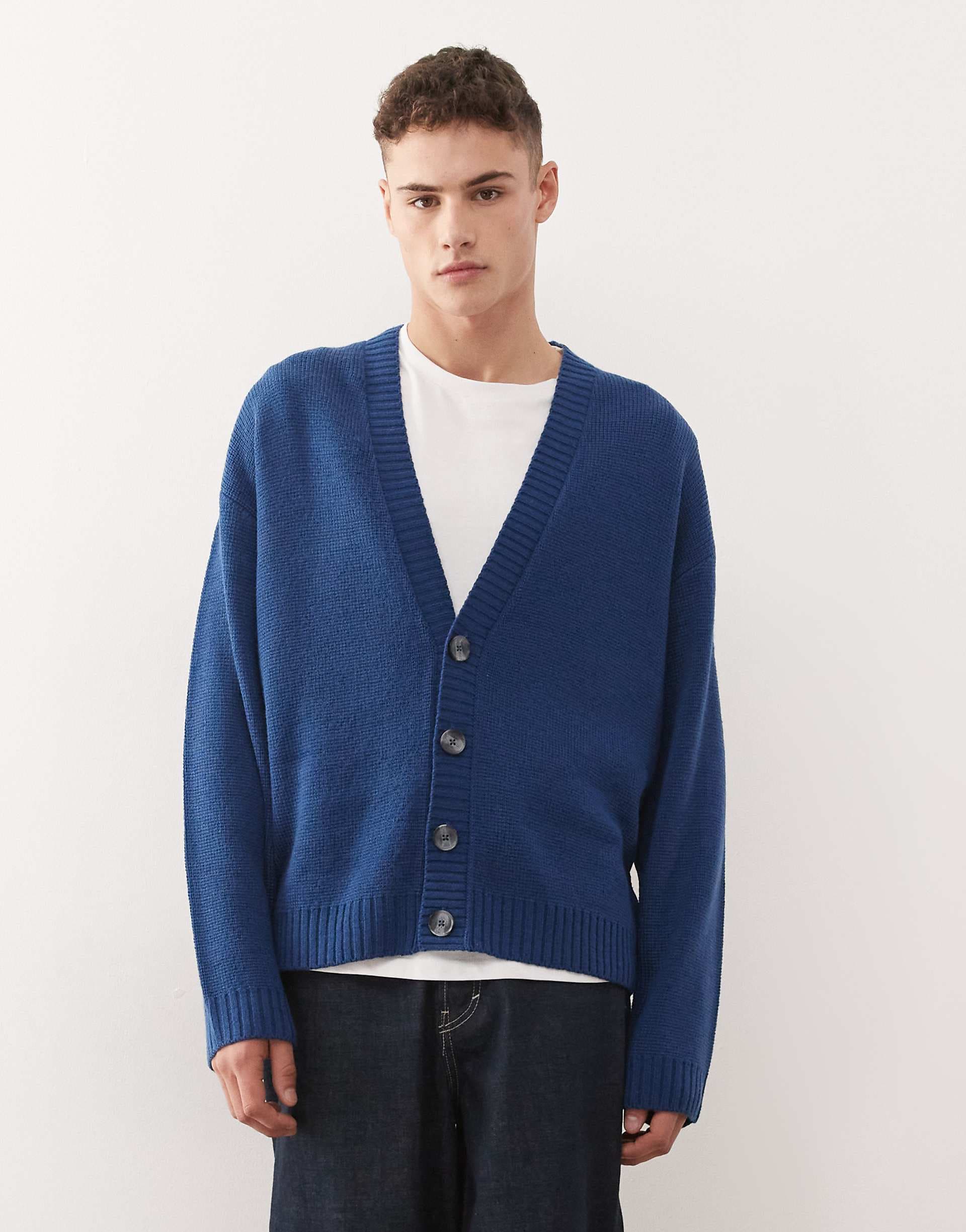 COLLUSION Knit cardigan in navy blue