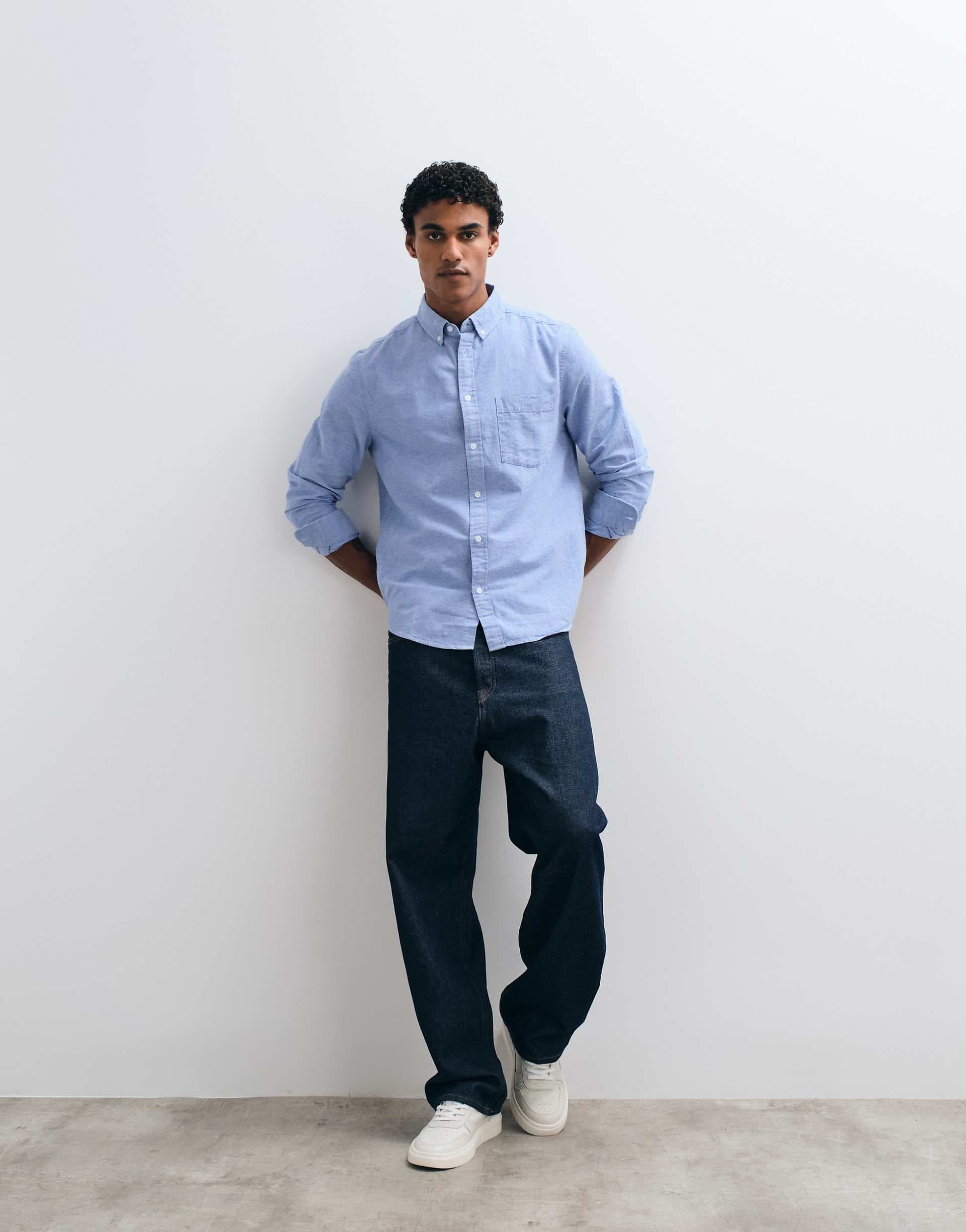ASOS DESIGN regular fit brushed oxford shirt in blue