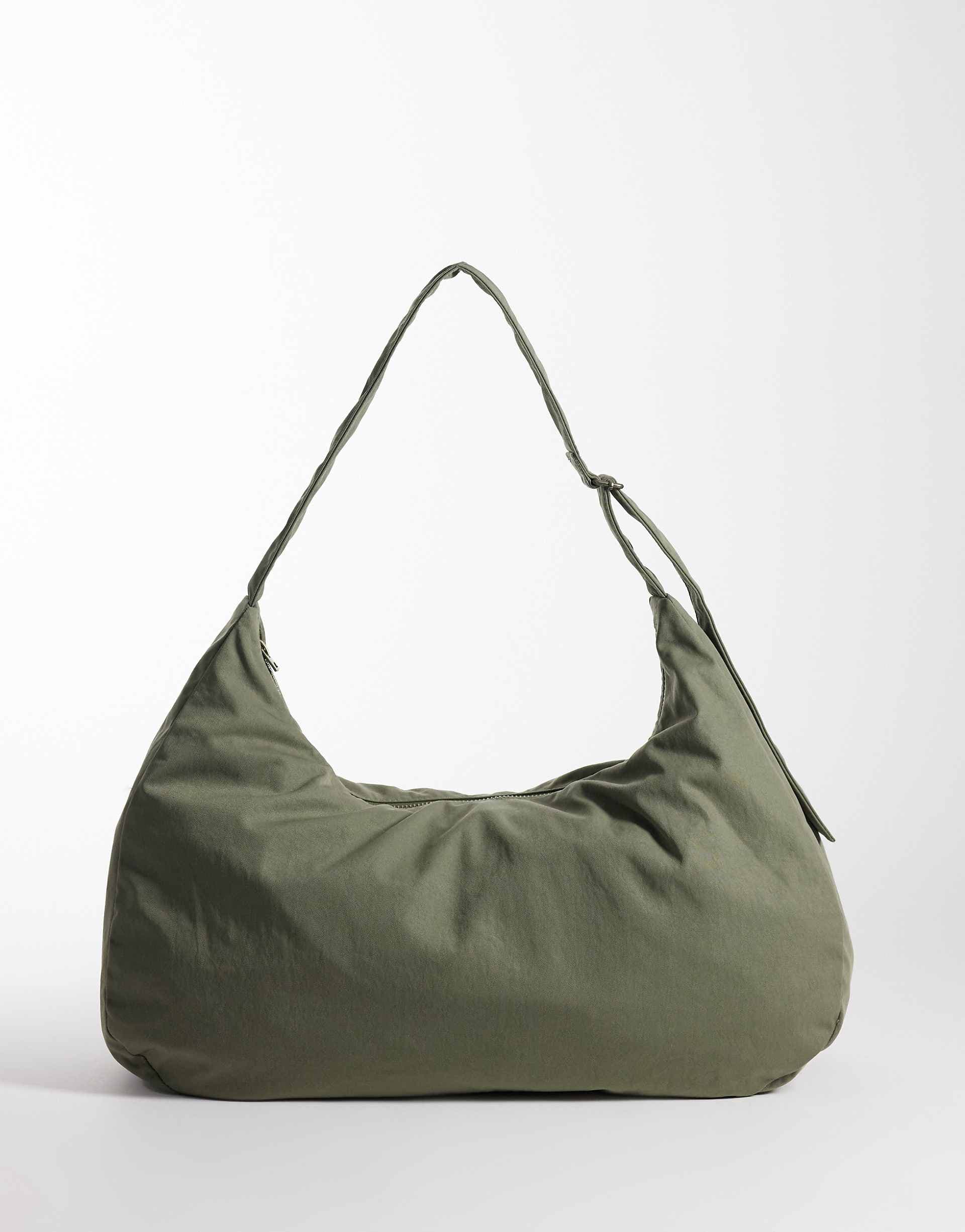 Weekday large nylon tote in khaki green