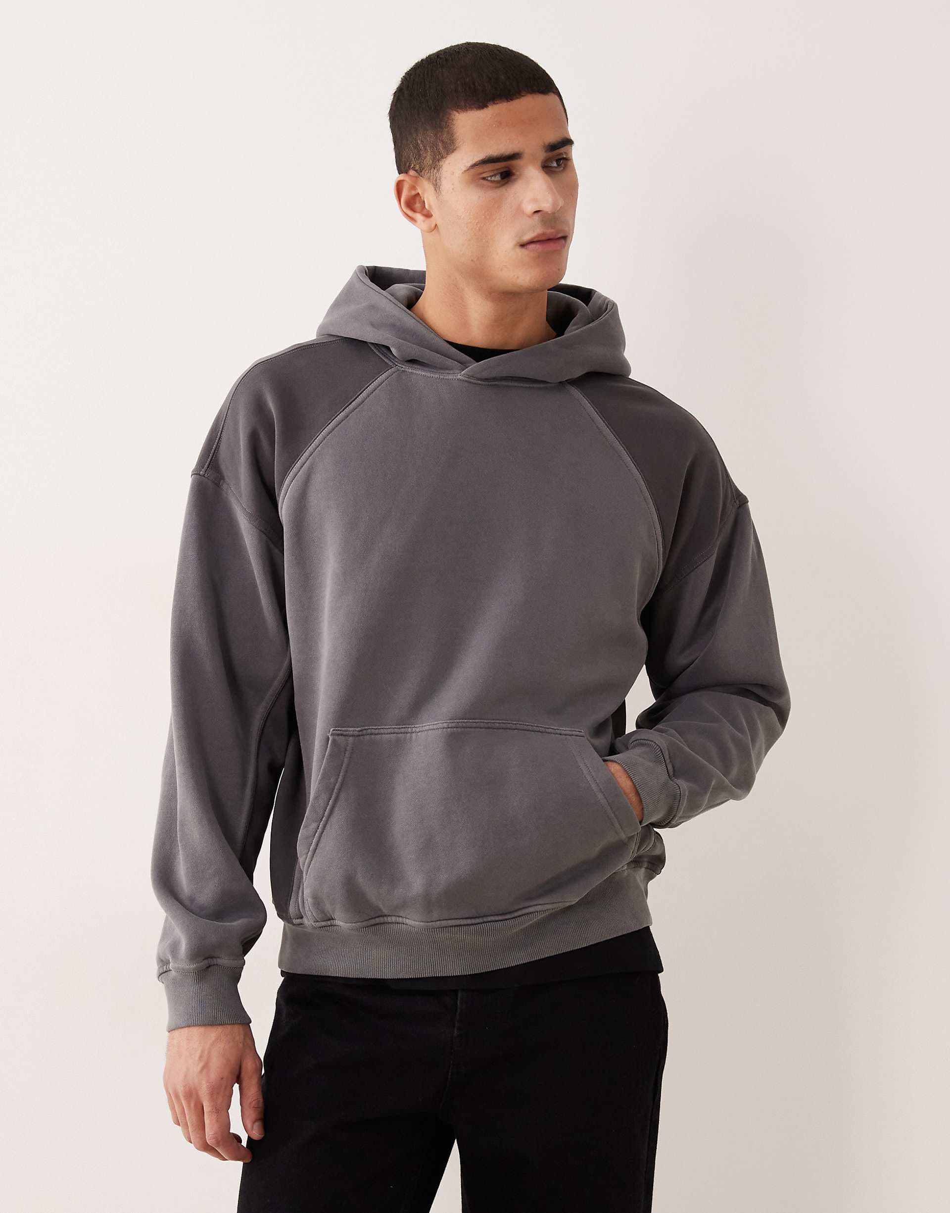 Abercrombie & Fitch essential front pocket hoodie in contrast gray