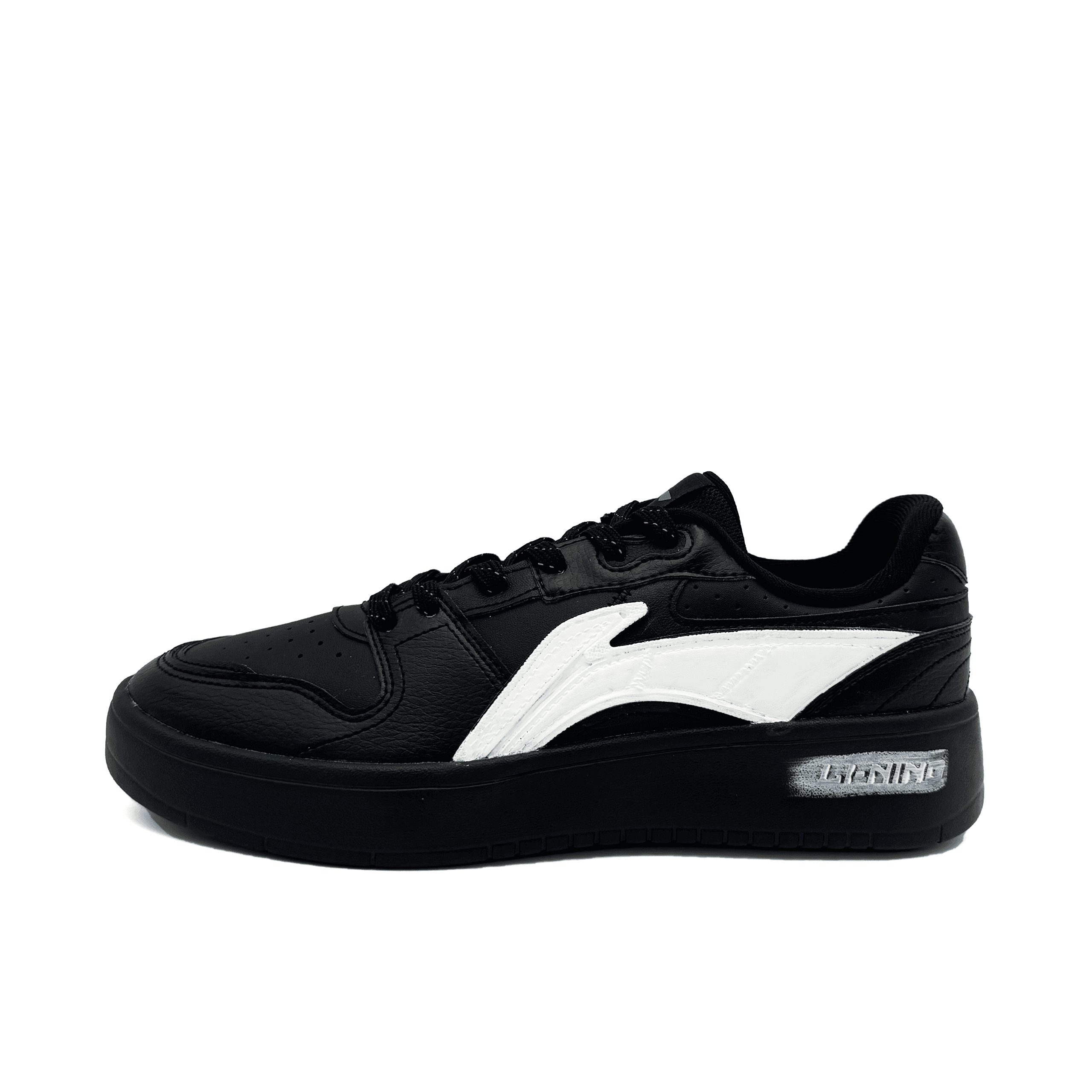 LiNing Yuanbao V2 Anti-Slip Wear-Resistant Low-Top Skateboard Shoes Unisex Black White