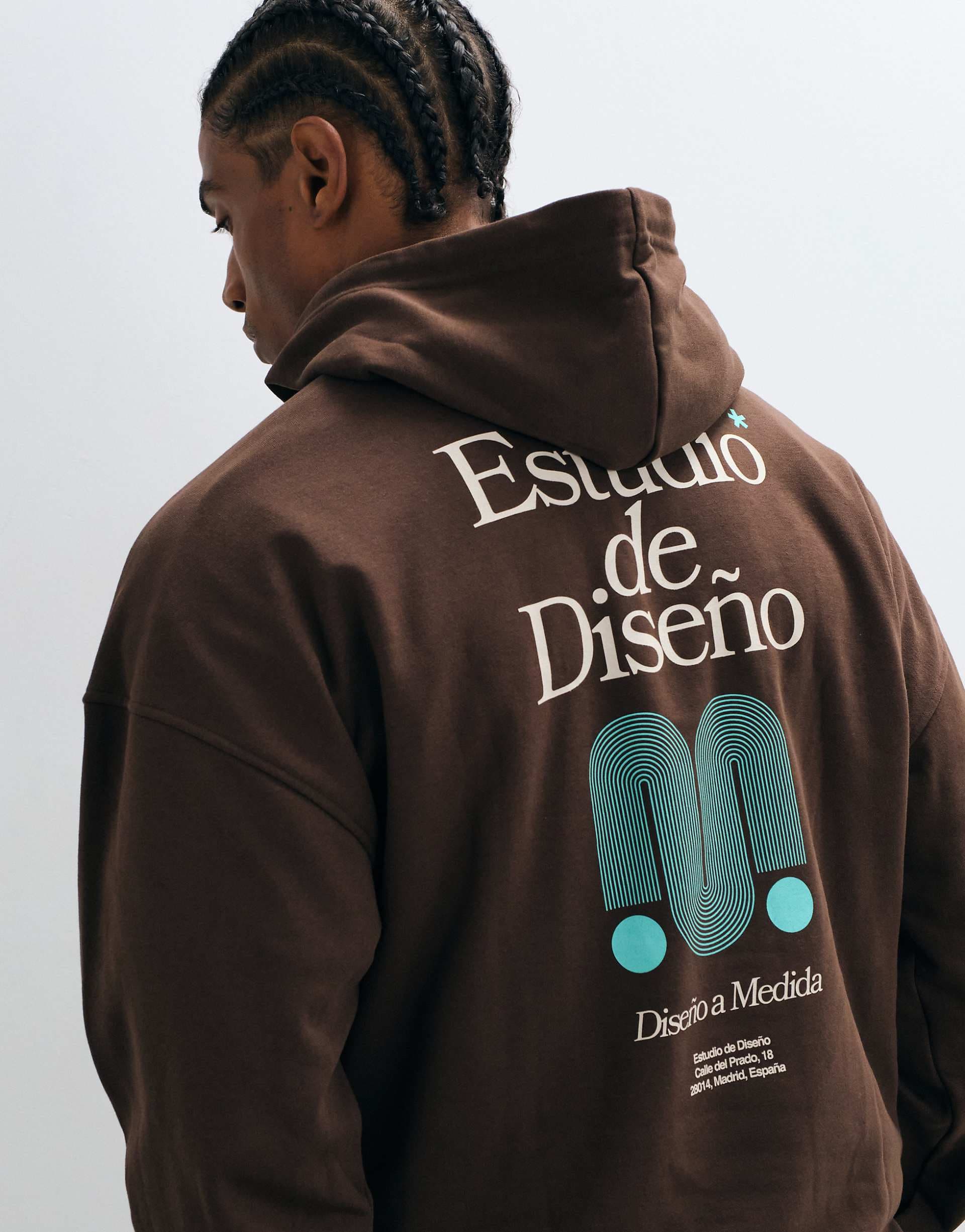 ONLY & SONS relaxed fit hoodie with deseno back print in brown