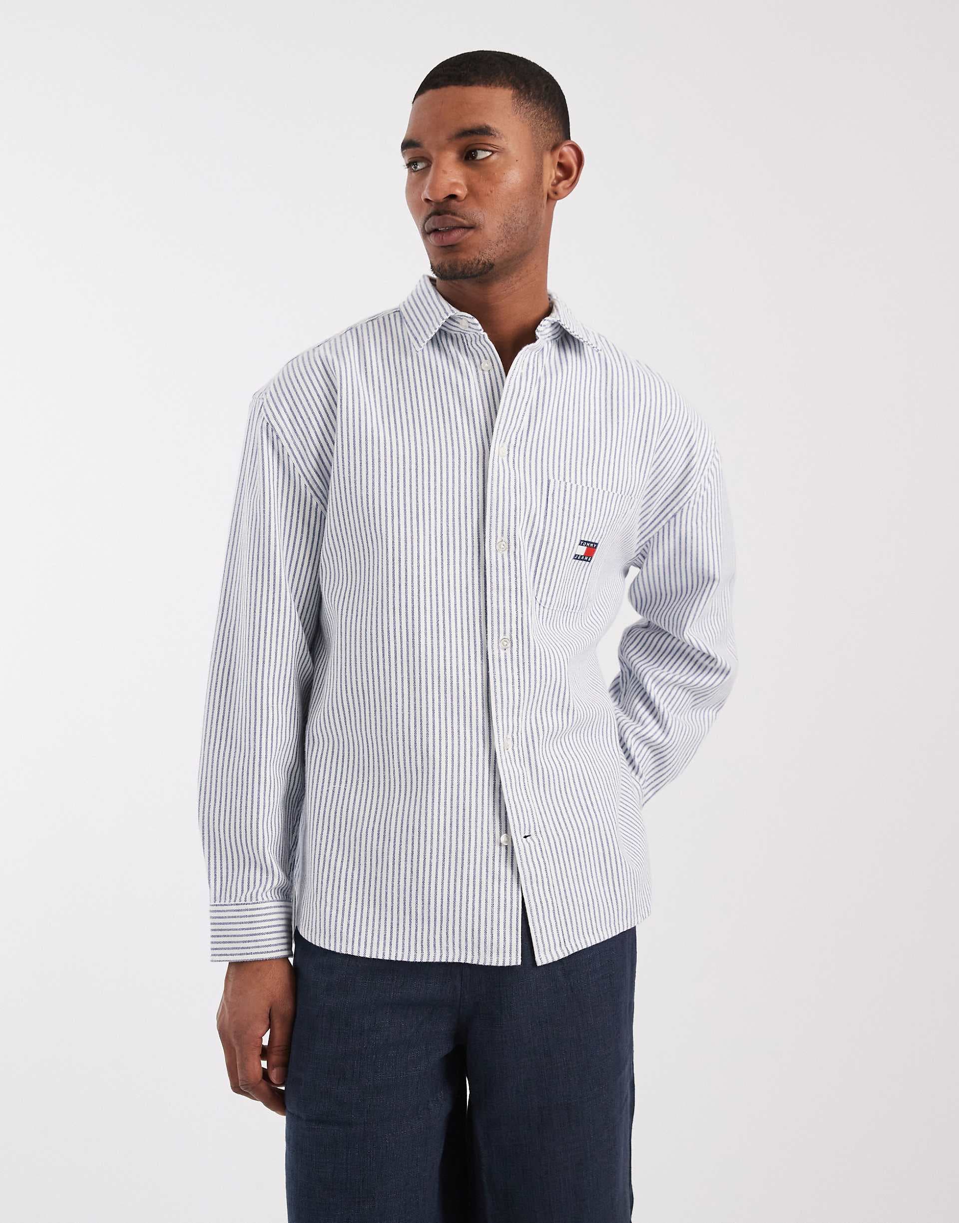 Tommy Jeans oversized oxford shirt in blue stripe