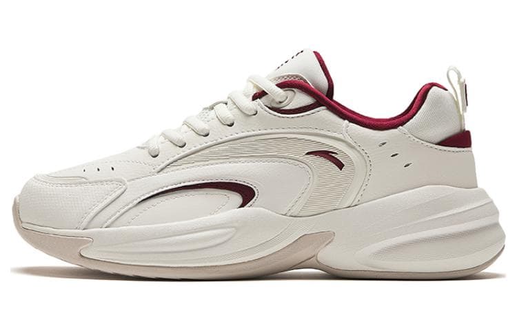 ANTA Chunky Sneakers Women's Low-Top Ivory White/Litchi Red