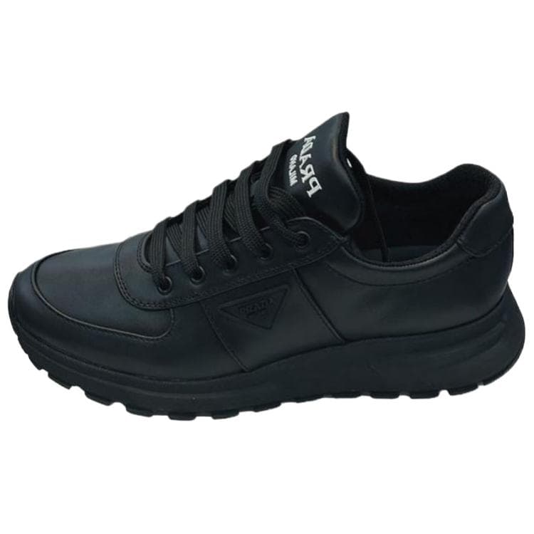 PRADA Round-Toe Lace-Up Logo Low-Top Casual Shoes Men's Black