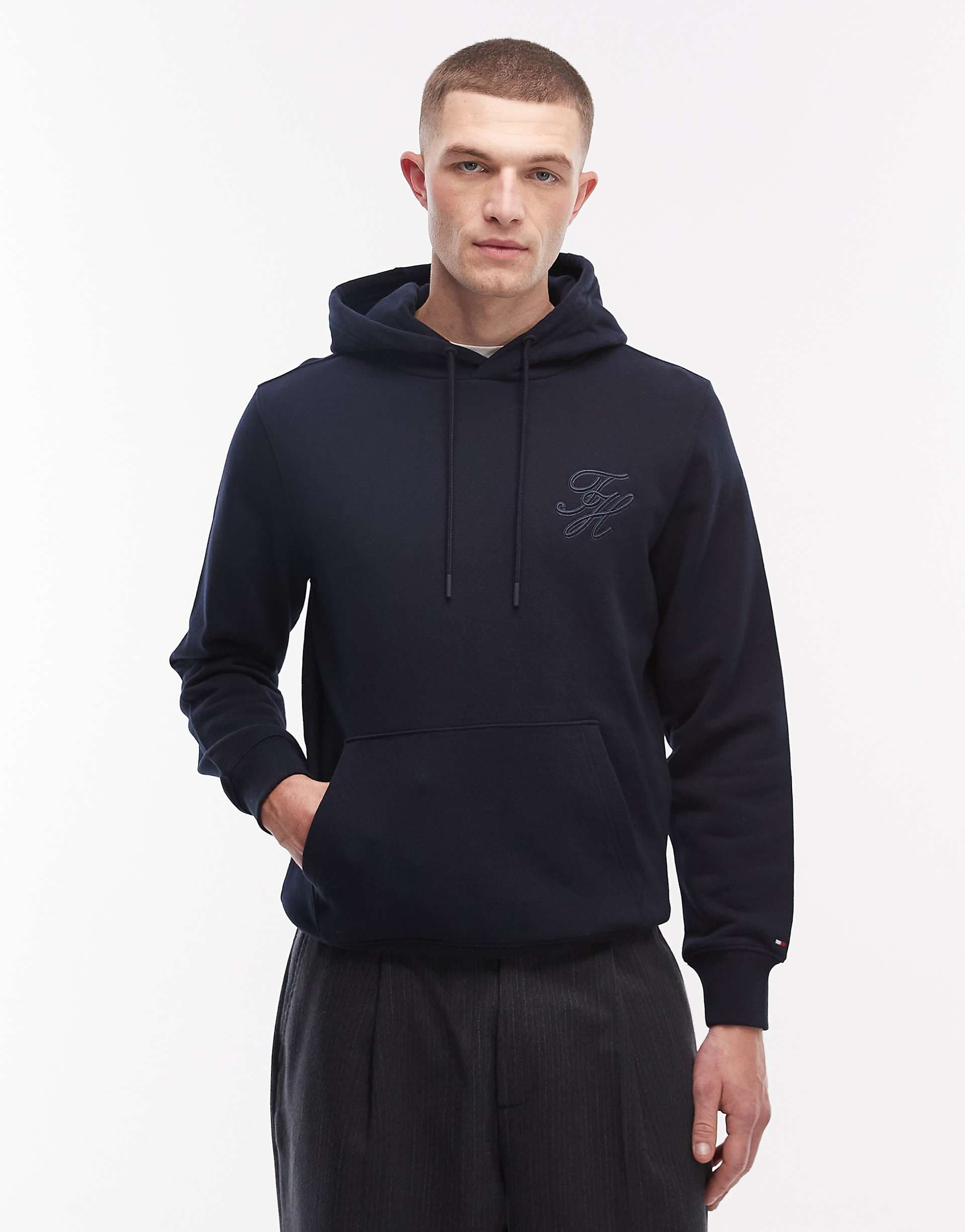 Tommy Hilfiger script monogram hoodie in navy