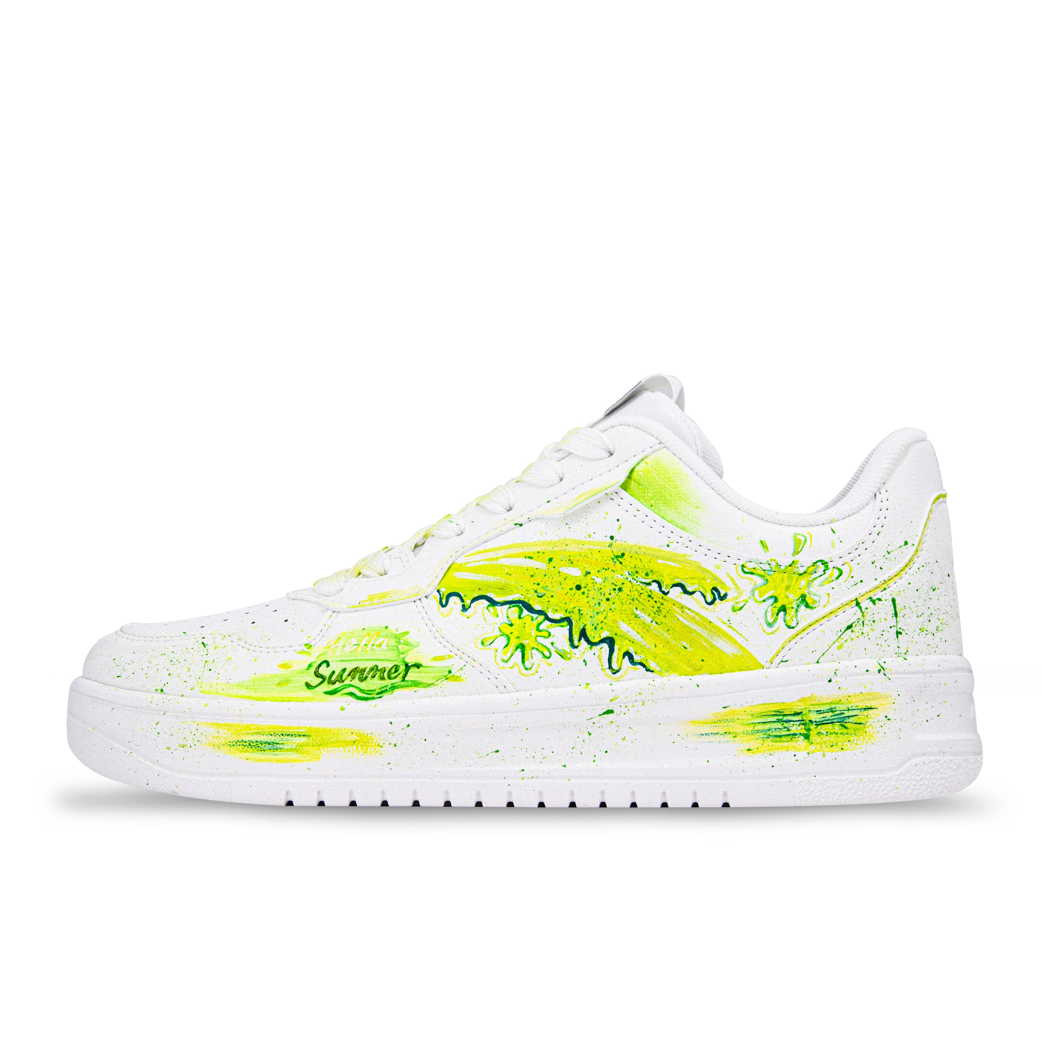 Custom Sneakers Anta 'Relaxed' OIMG Manufacture Street Style Graffiti Fashion Casual Trendy Slip-Resistant Wear-Resistant Height-Increasing Low-Top Skate Shoes Unisex Green White
