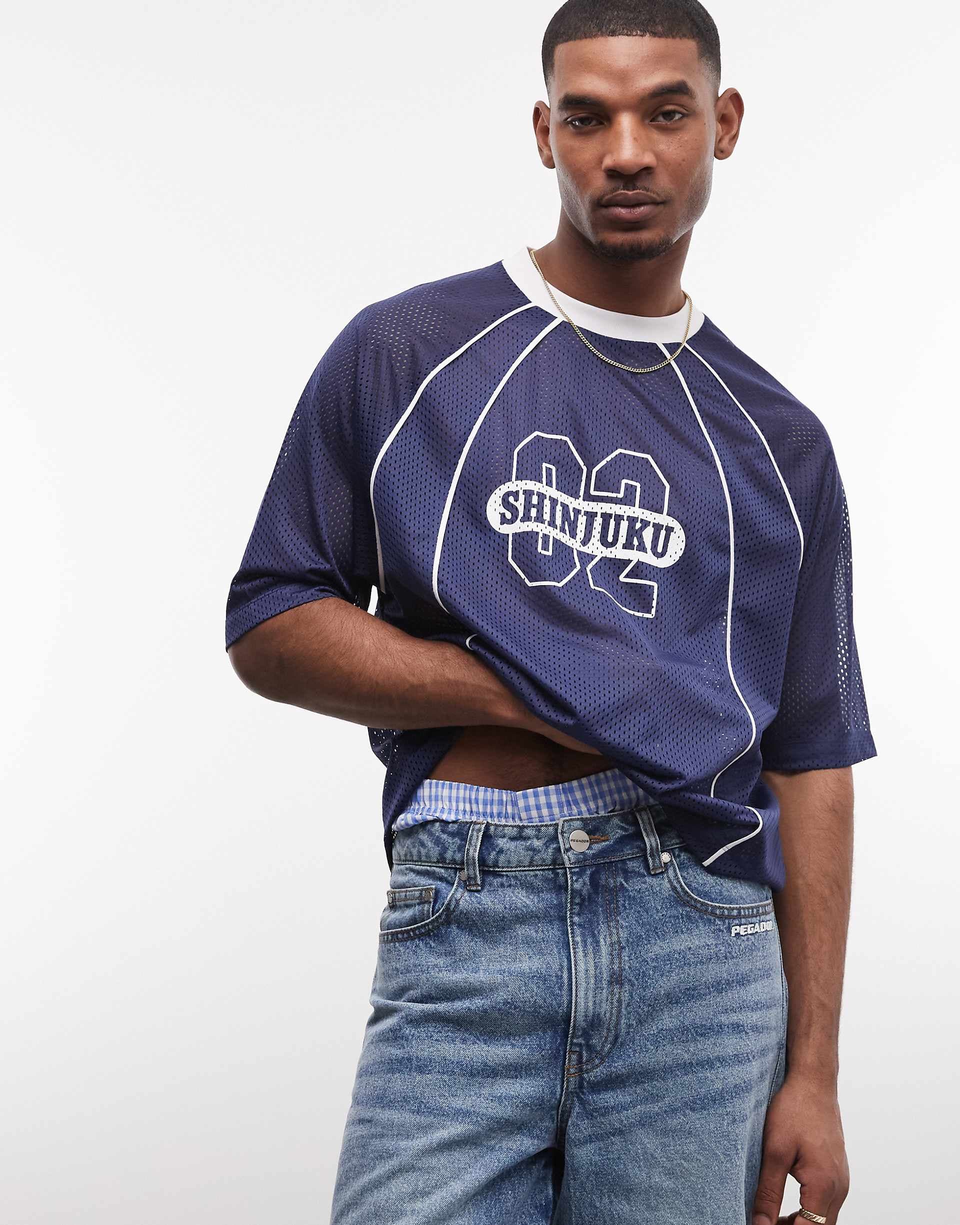 ASOS DESIGN boxy oversized t-shirt with 93 graphic in navy