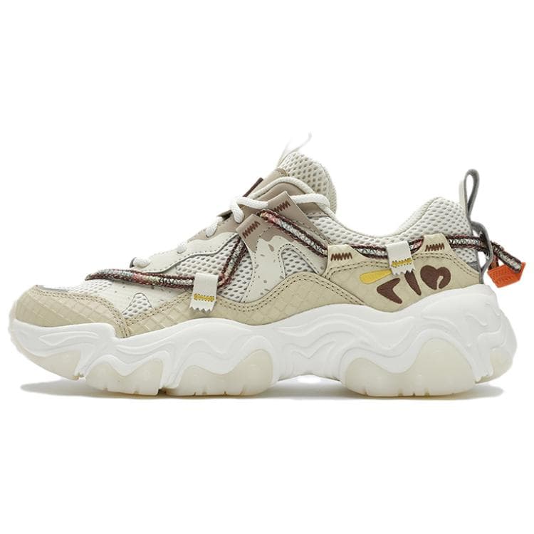 FILA FLUID 5 WAFFLE Waffle Cat Paw Shoes Casual Fashion Wear-Resistant Low-Top Dad Shoes Men's Beige Brown