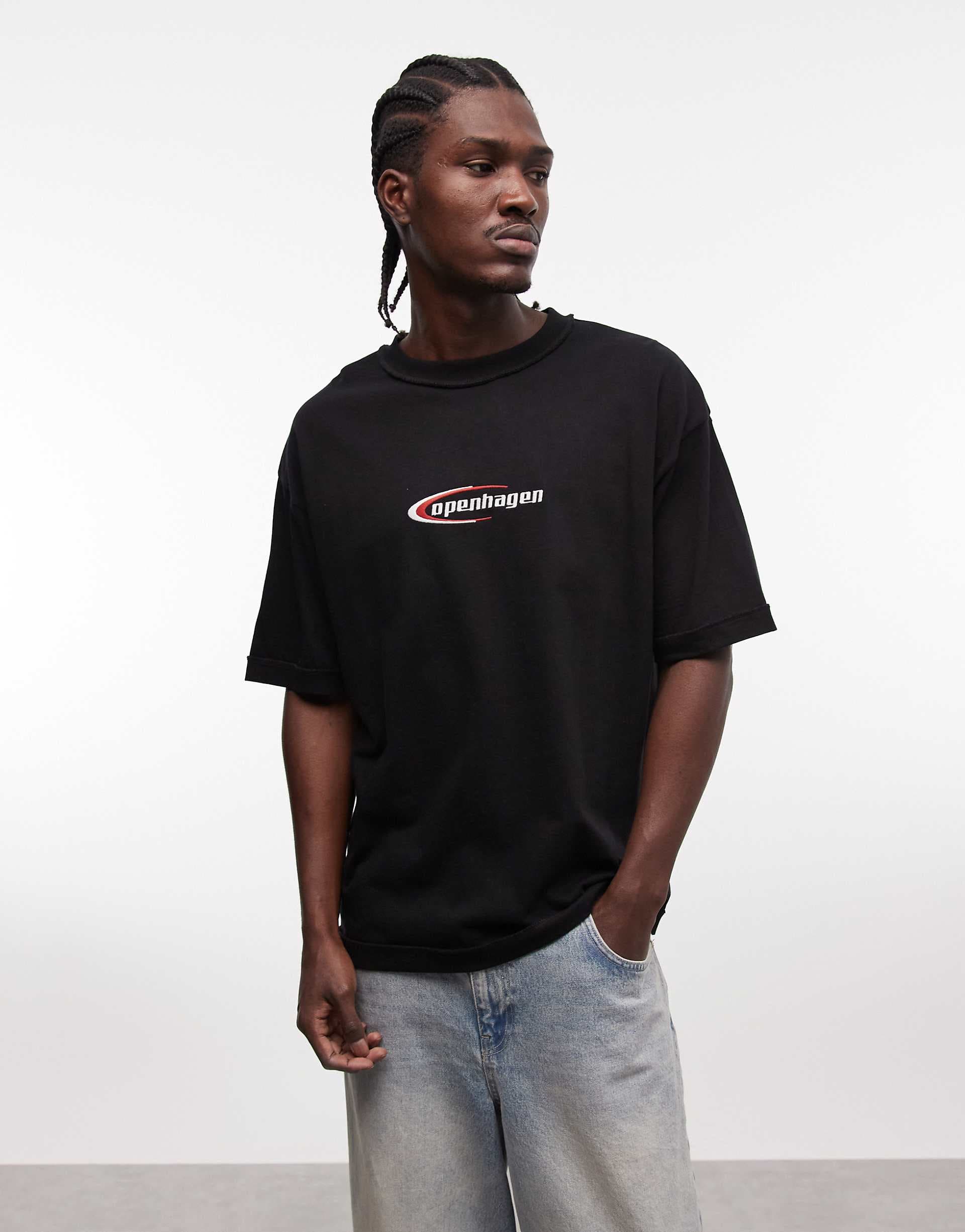 ASOS DESIGN oversized t-shirt with Copenhagen front graphic in black