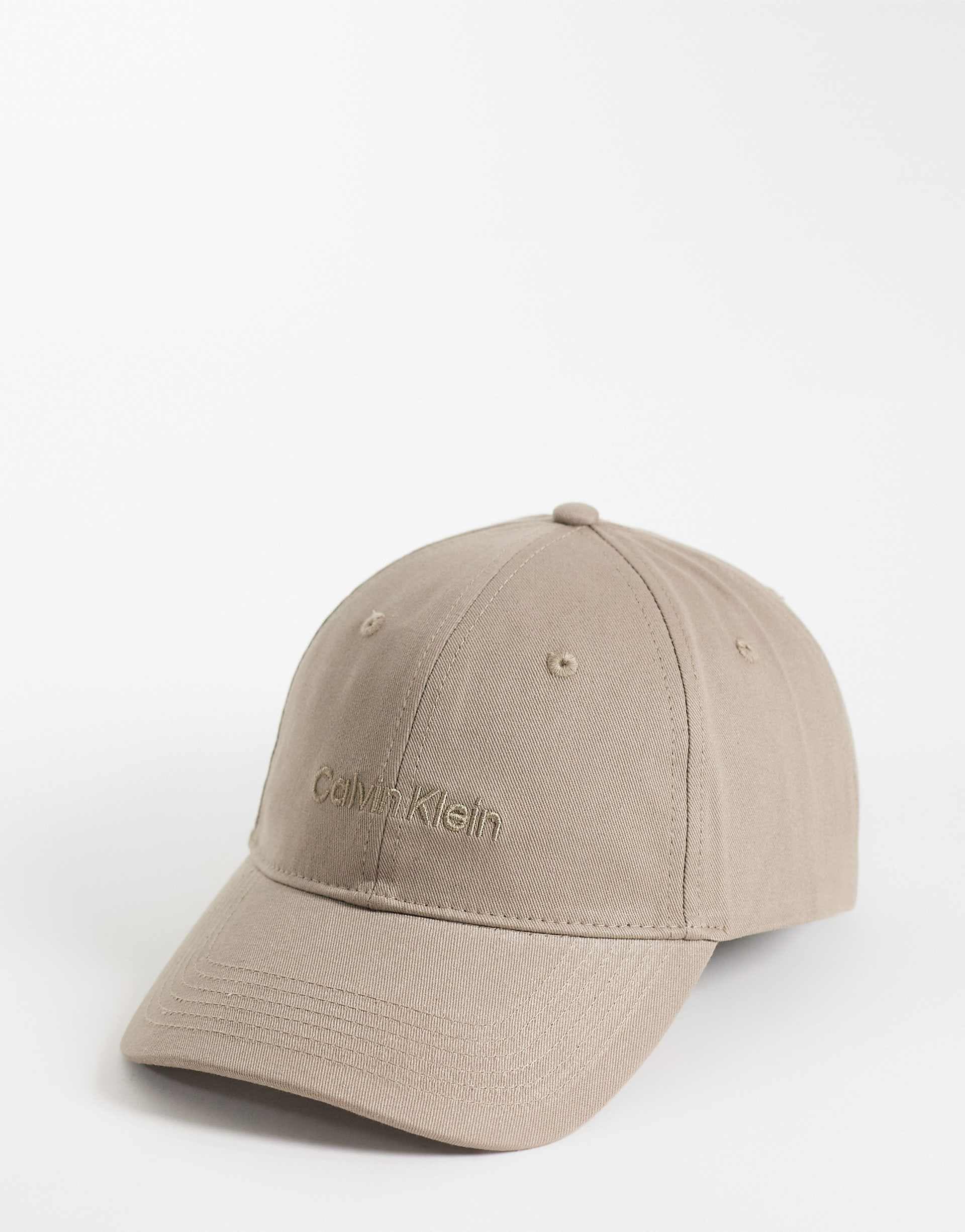 Calvin Klein Jeans embroidery baseball cap in light beige
