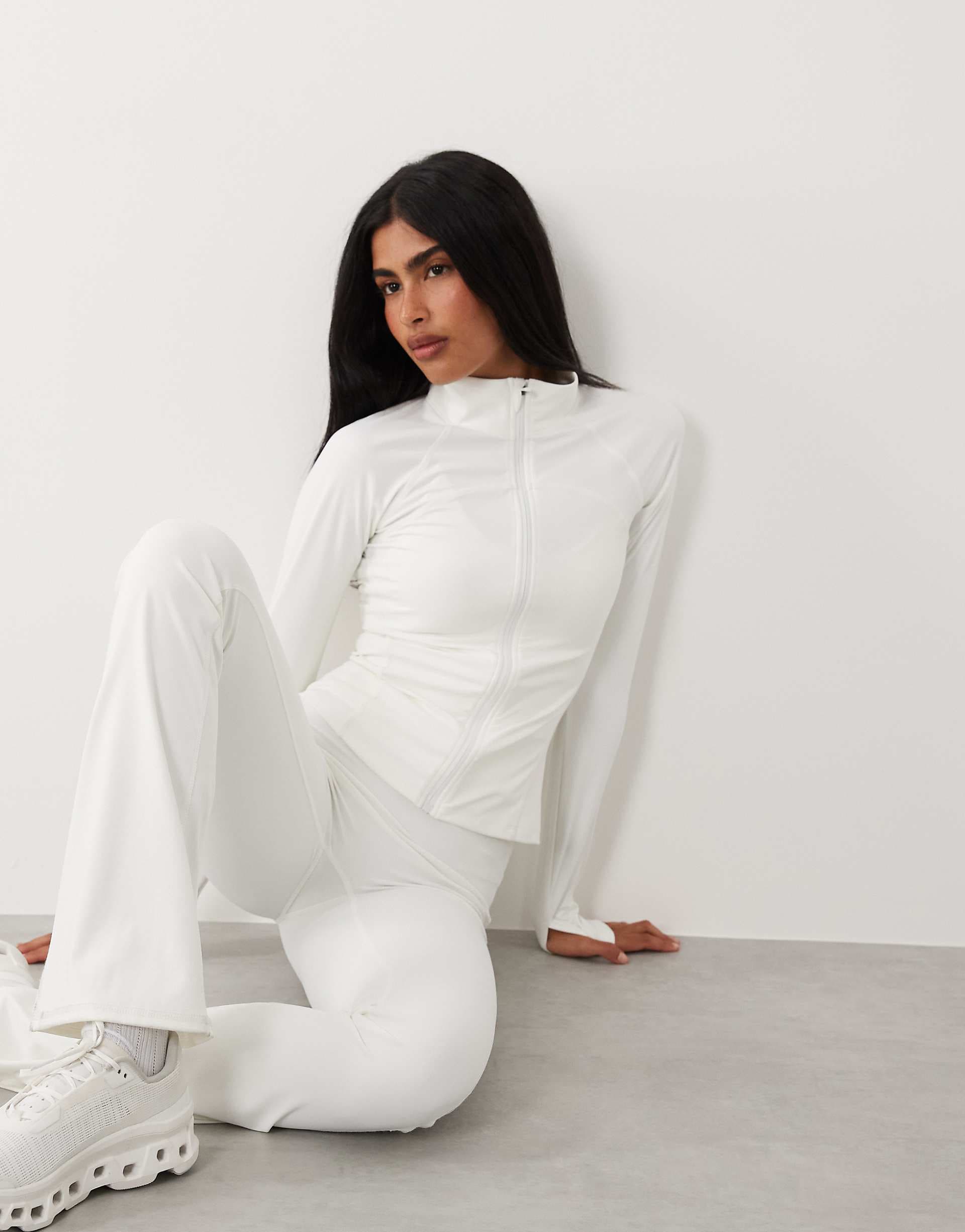 Gina Tricot mix and match zip-up yoga jacket in off-white