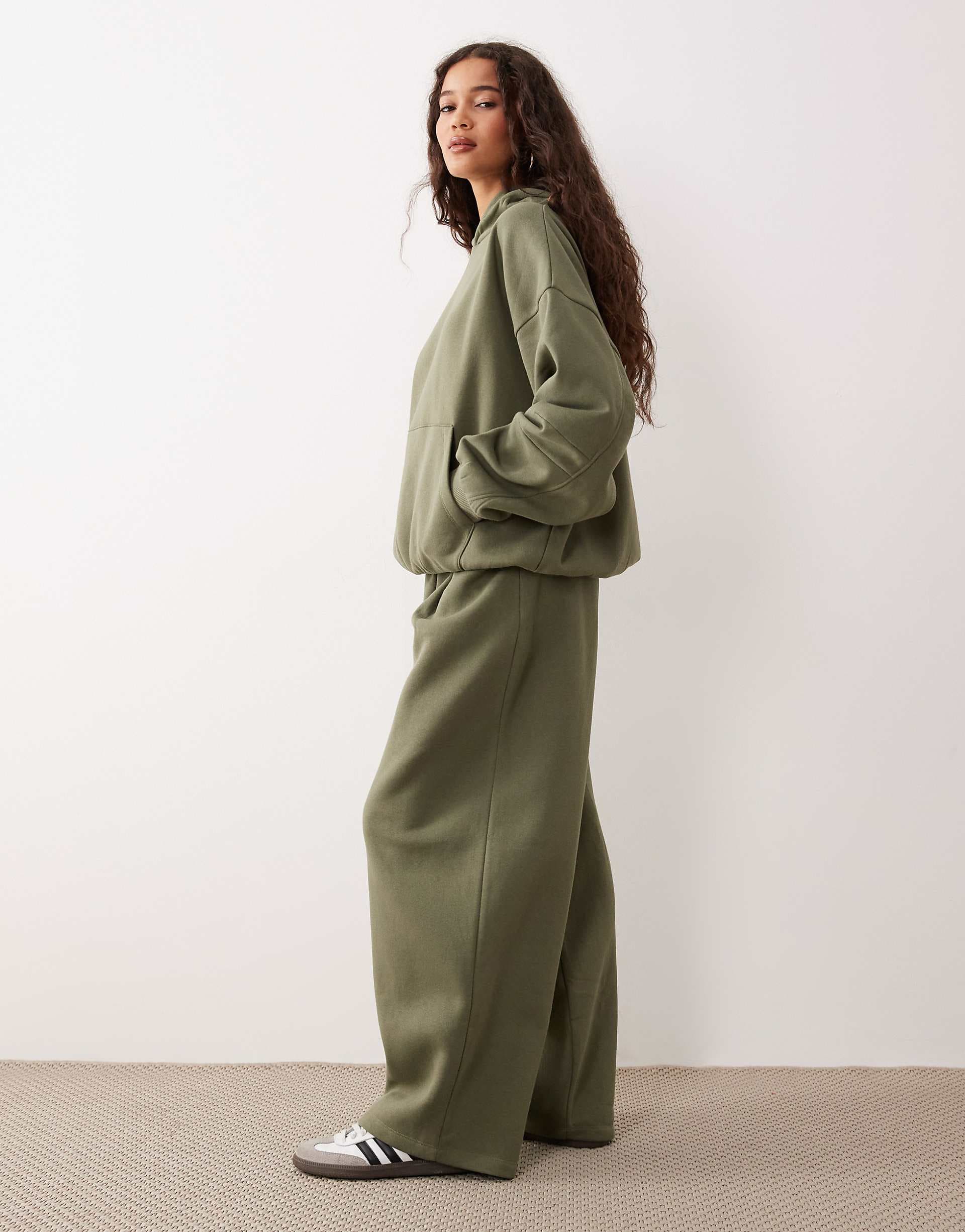 ASOS DESIGN barrel leg sweatpants in khaki - part of a set