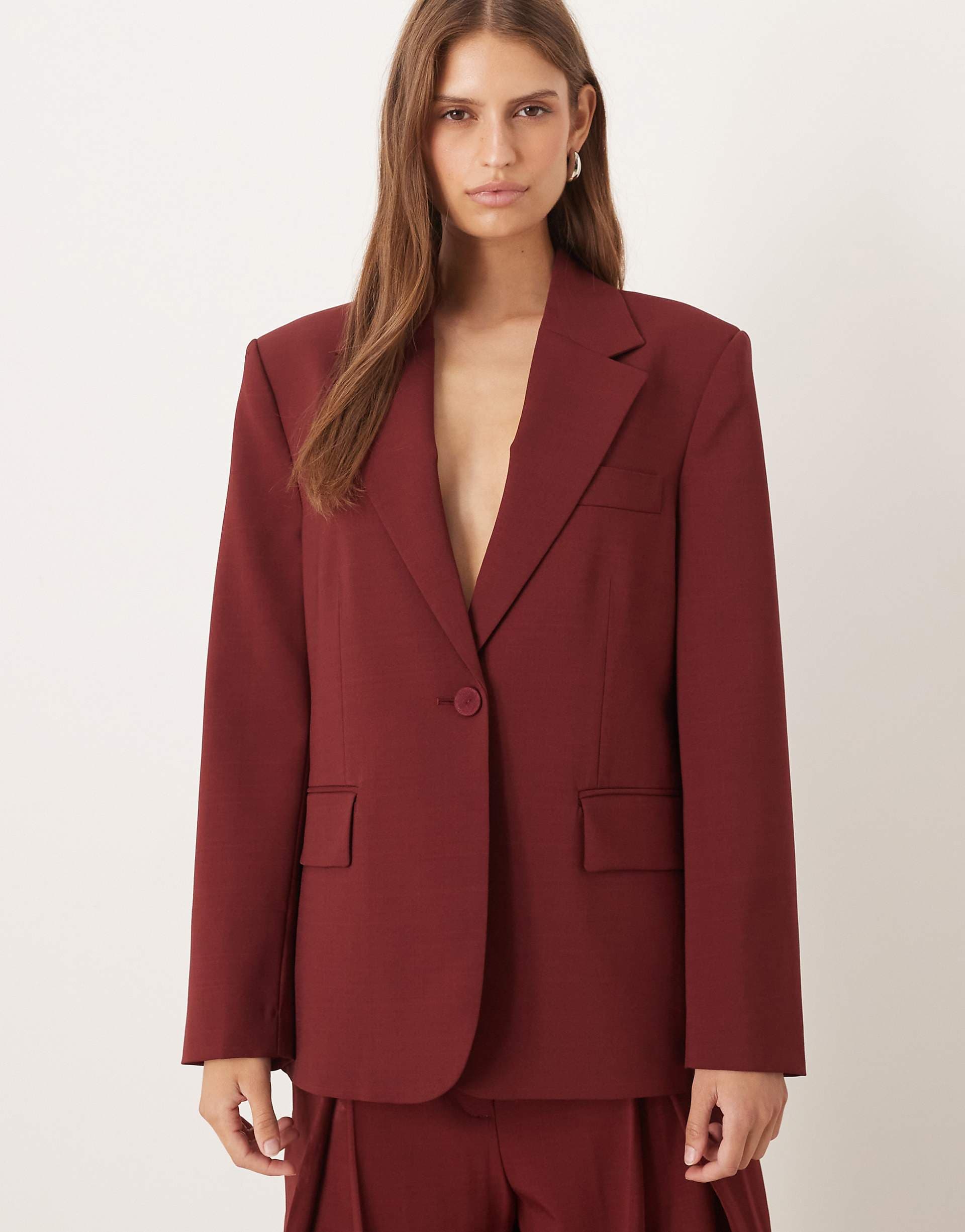 Mango Dani oversized blazer in dark red - part of a set