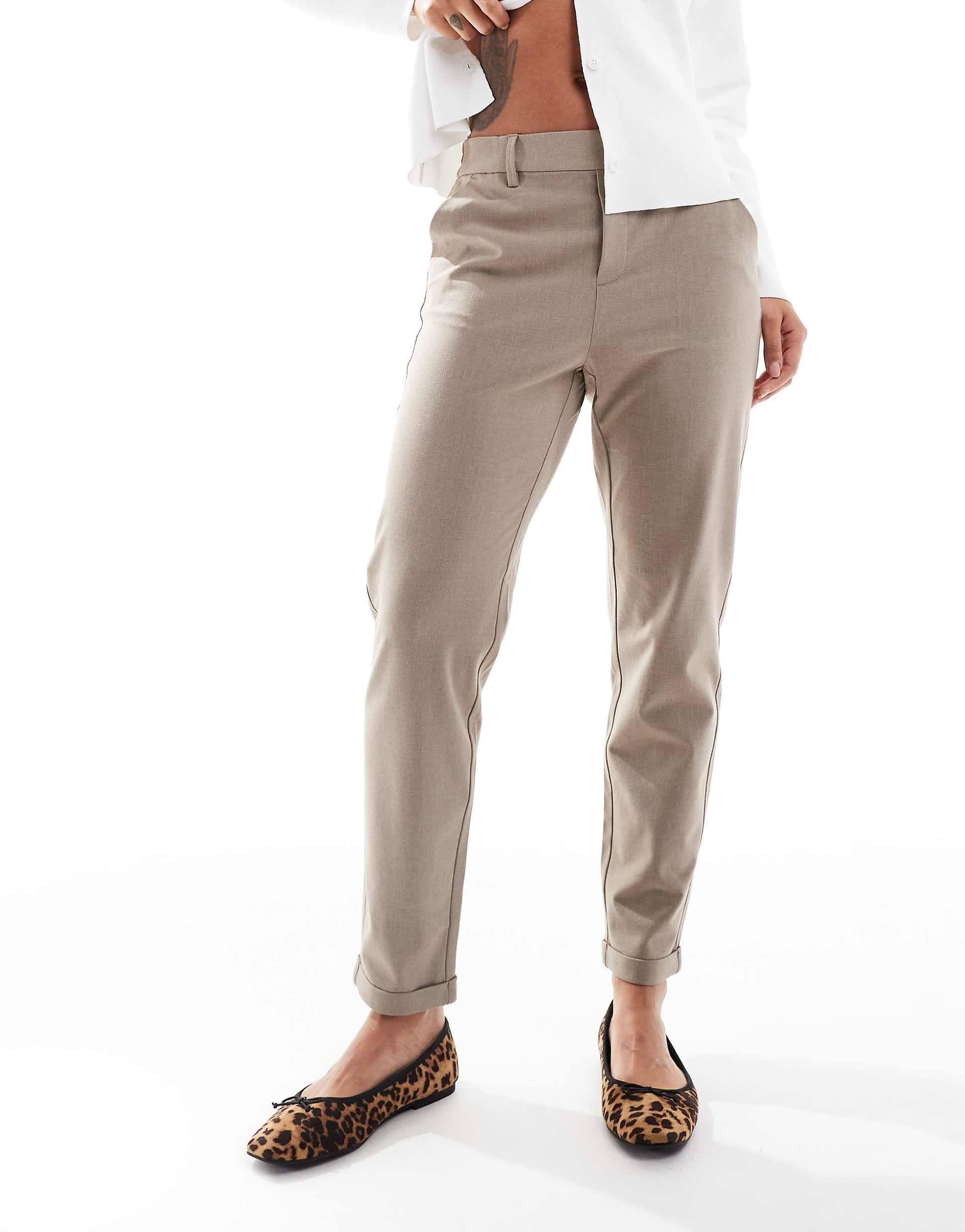 Vero Moda loose tailored pants in fossil