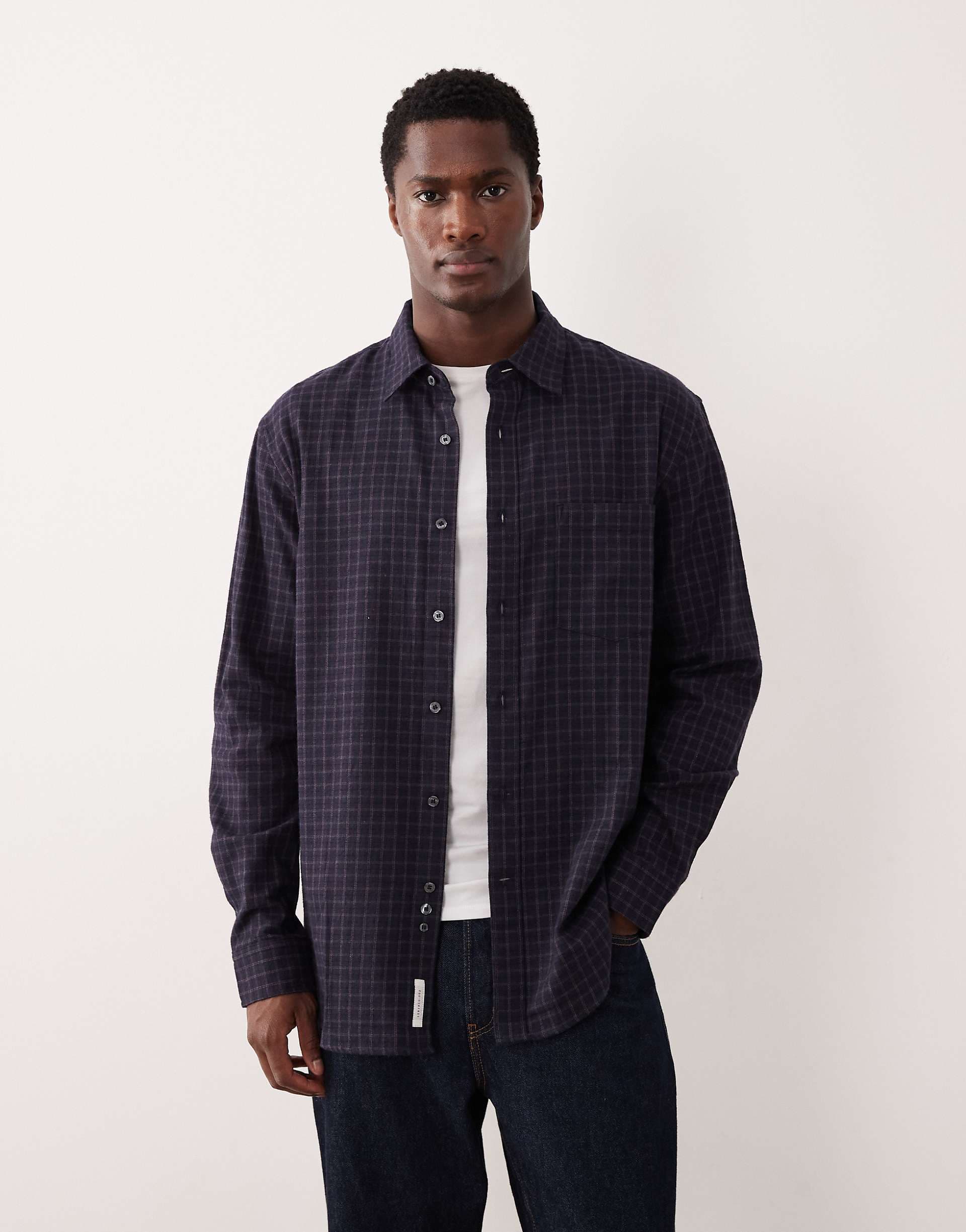 ARKET relaxed fit flannel shirt in blue plaid