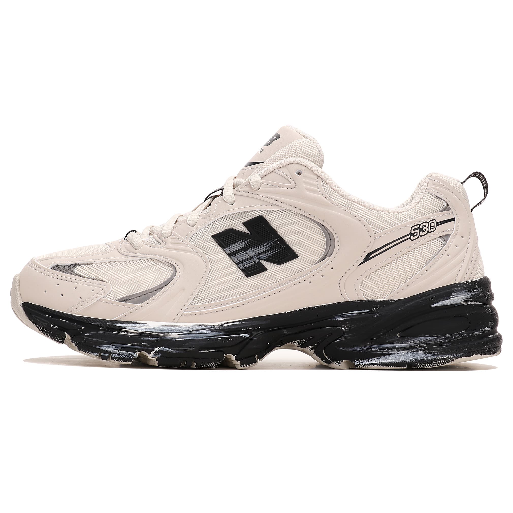 New Balance NB 530 'Moon Shadow Runner' Custom Low-Top Running Shoes, Retro Vibe, Unisex, Beige Black, D Width