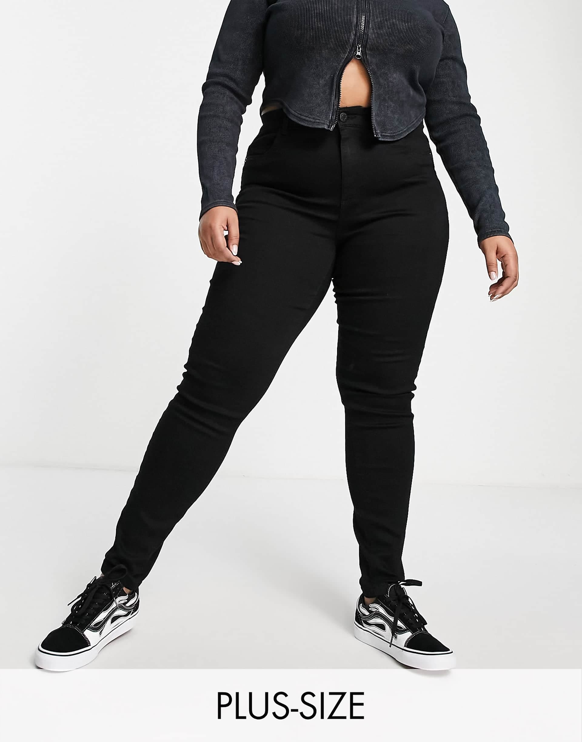 Noisy May Curve high waisted skinny jeans in black