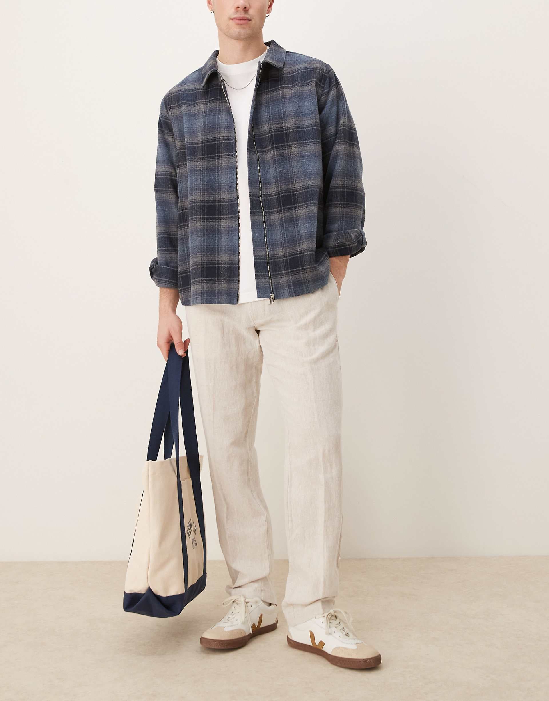 Selected Leroy straight fit linen mix pants in cream
