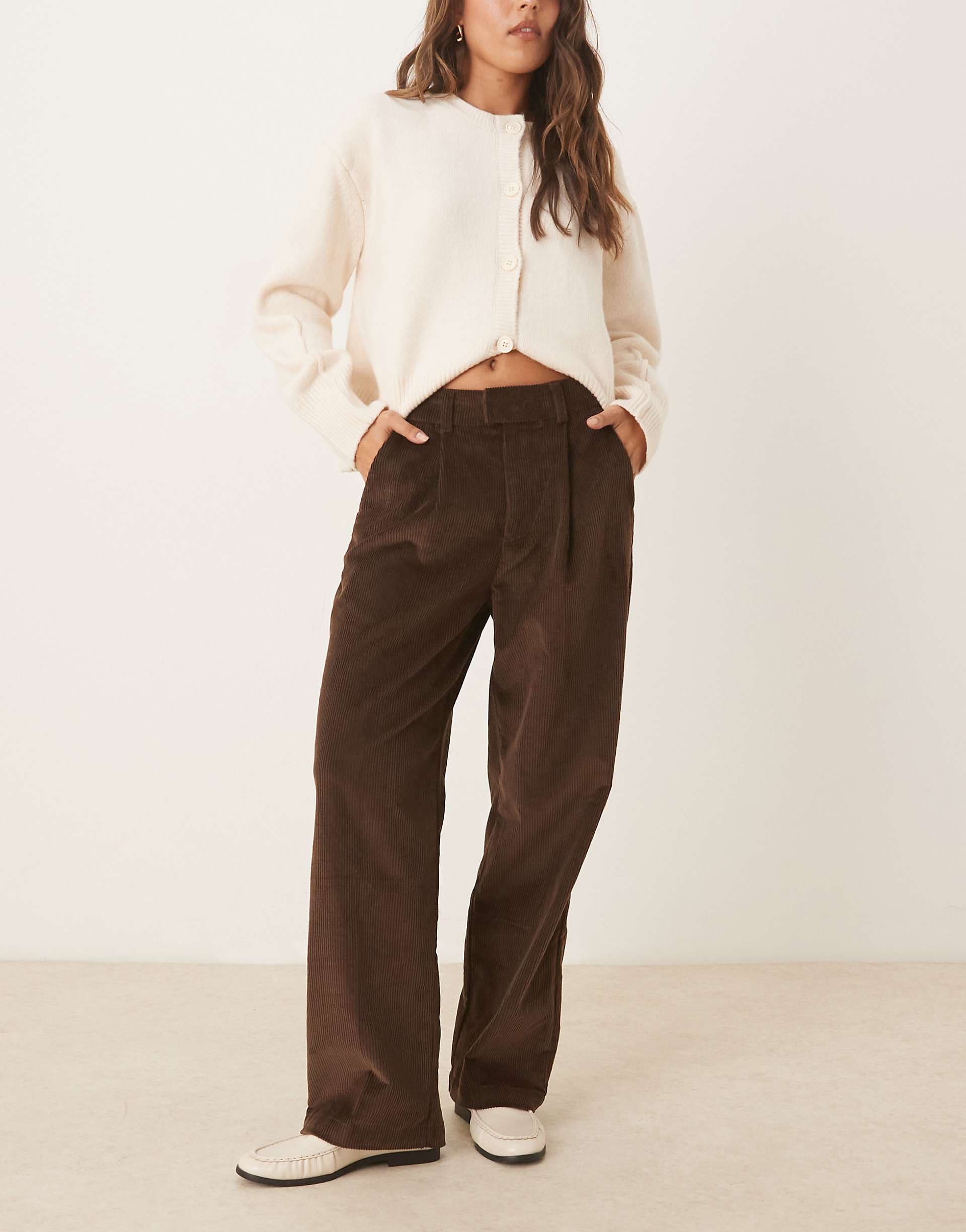 House of Sunny cord straight leg pants in tobacco brown