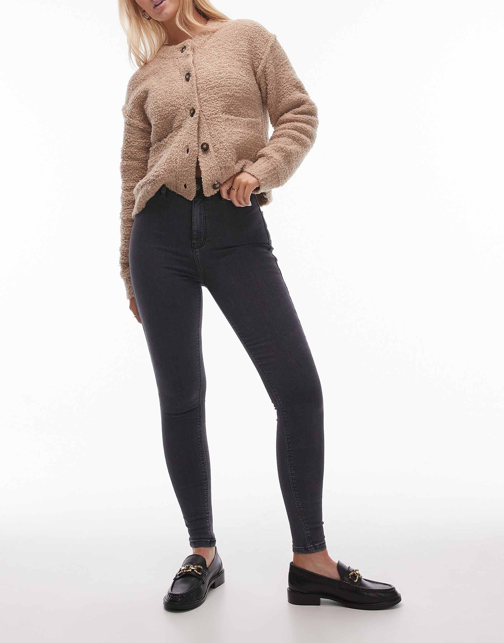 Topshop Hourglass Joni high rise super skinny jeans in washed black
