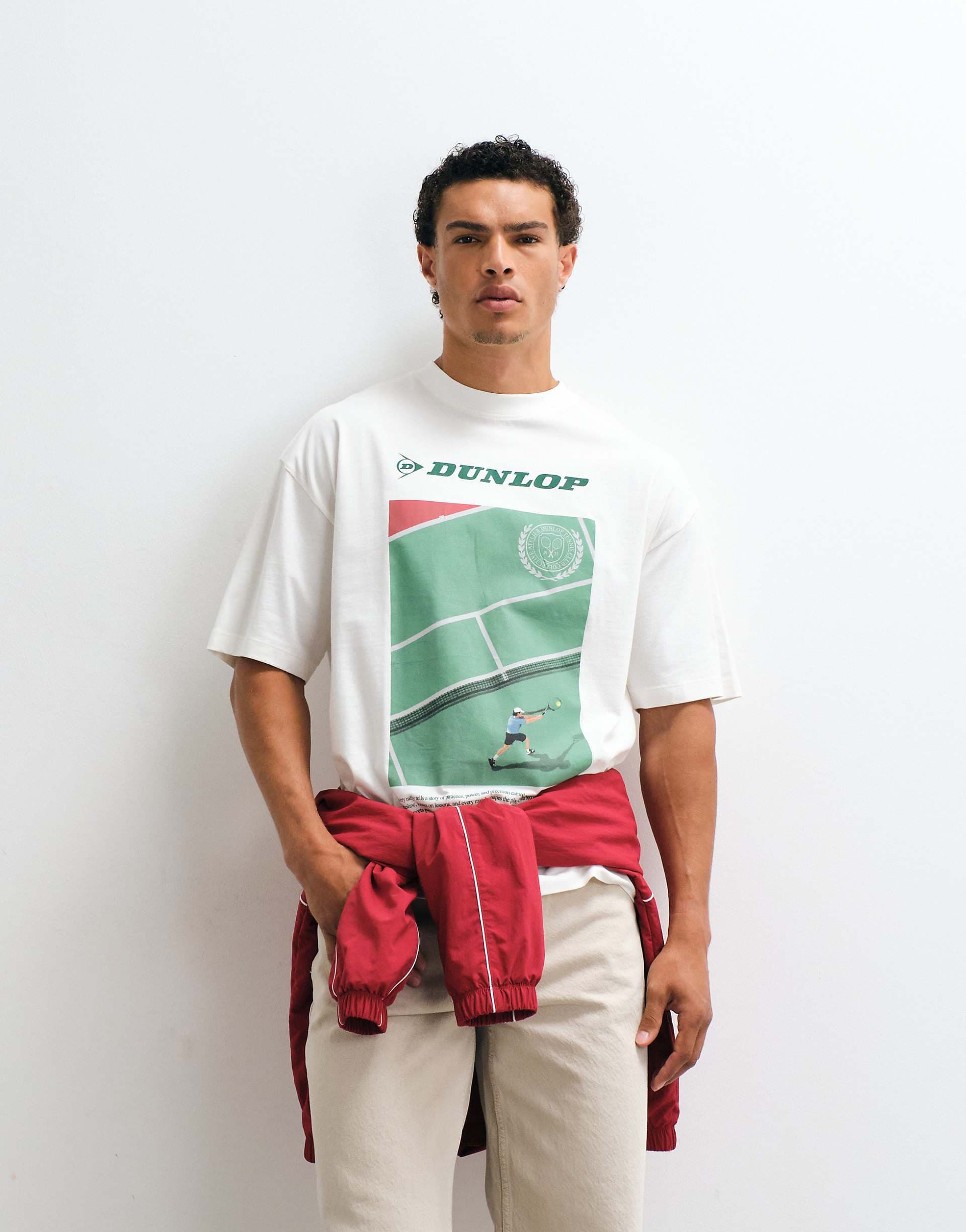 ASOS DESIGN oversized tee with Dunlop Tennis print in white