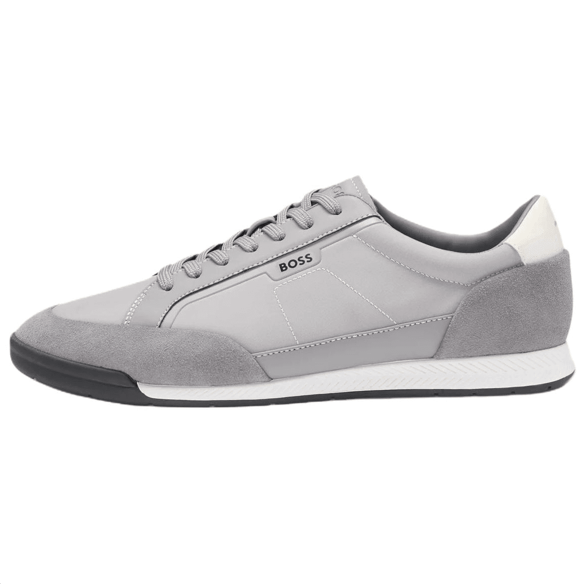 HUGO BOSS Suede Round-Toe Lace-Up Low-Top Casual Shoes Men's Grey