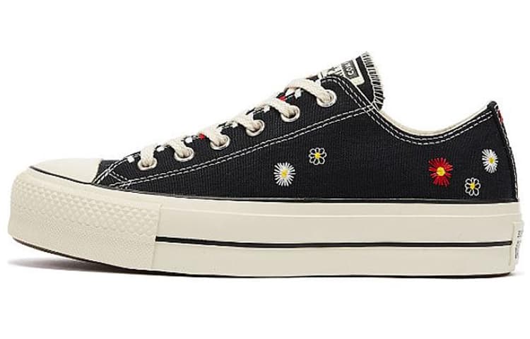 Converse Women's Chuck Taylor All Star Lift Low 'Daisy Embroidery Black' Women's