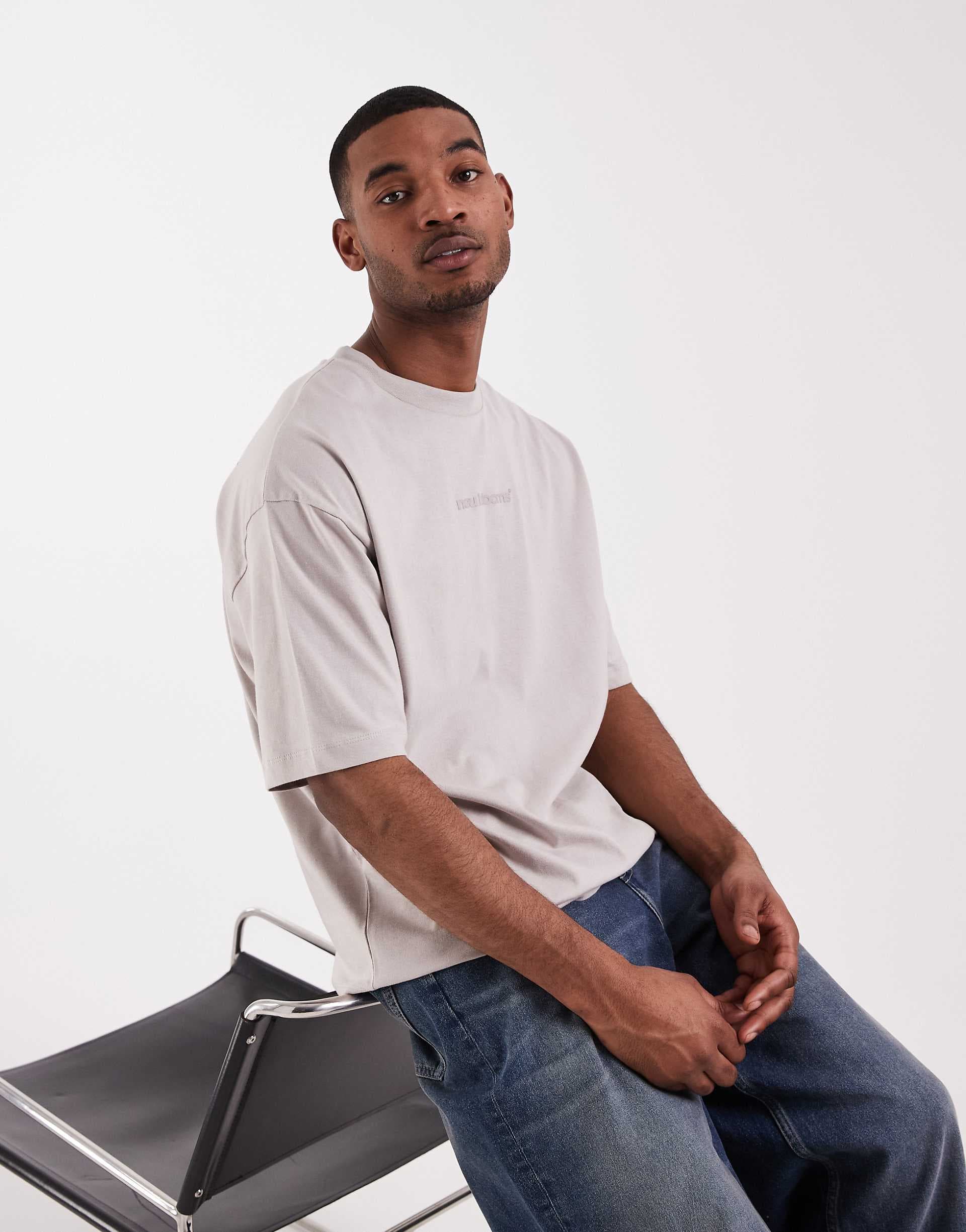 ASOS DESIGN oversized T-shirt with floral back print in gray