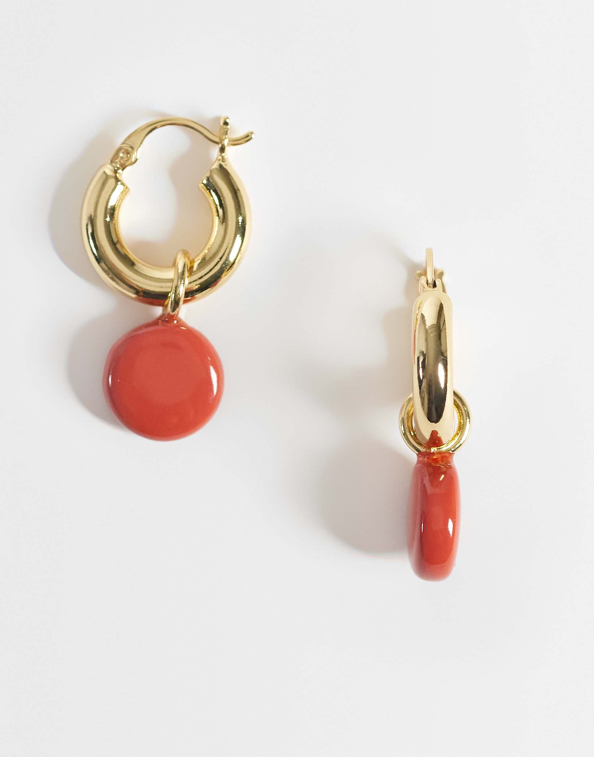 & Other Stories hoop with droplet in gold & burnt orange