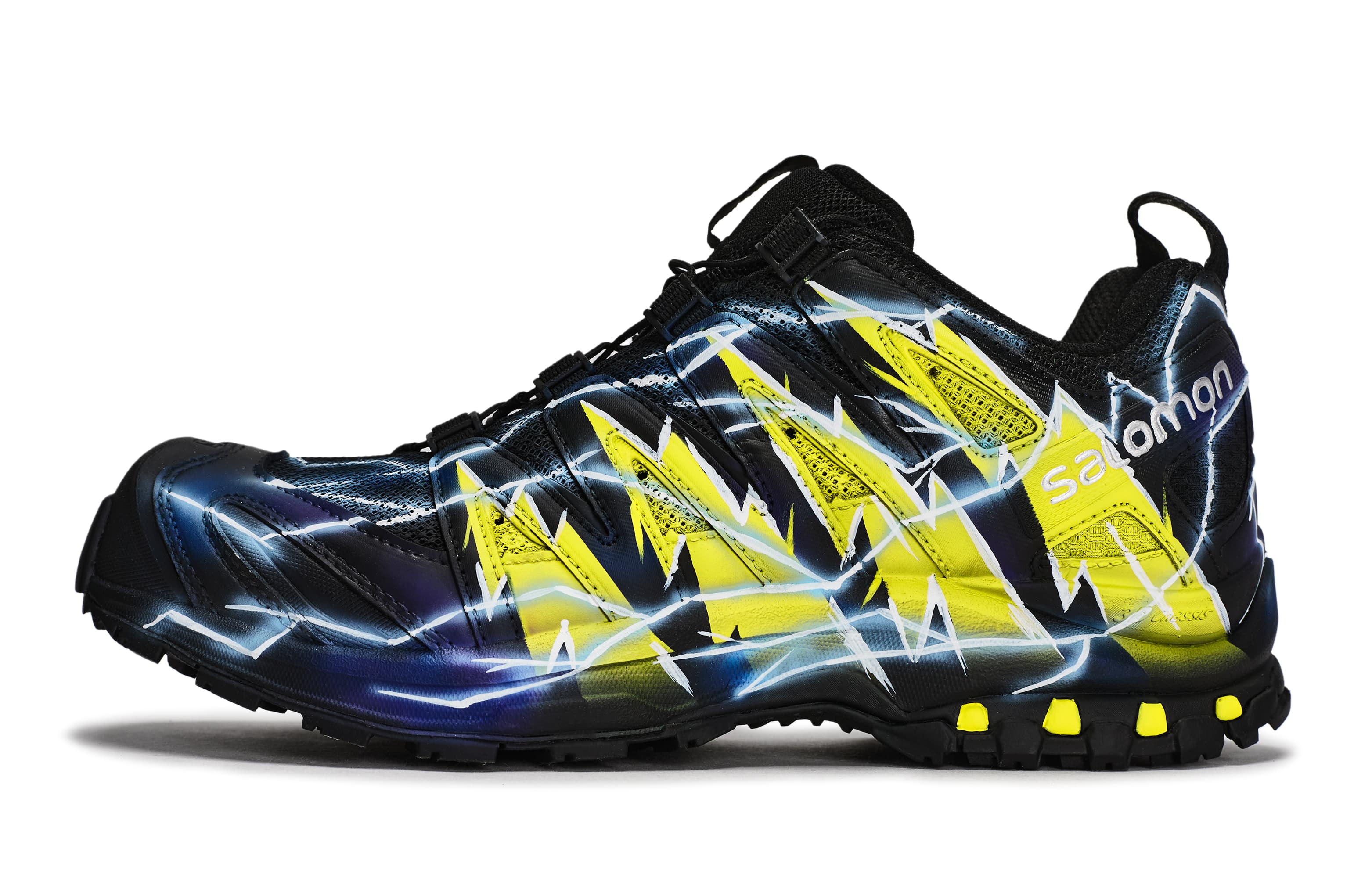 Custom Sneakers: SALOMON XA PRO 3D LA YAUTE 811 'Lightning Edge' Low-Top Running Shoes Unisex Black White Yellow Blue