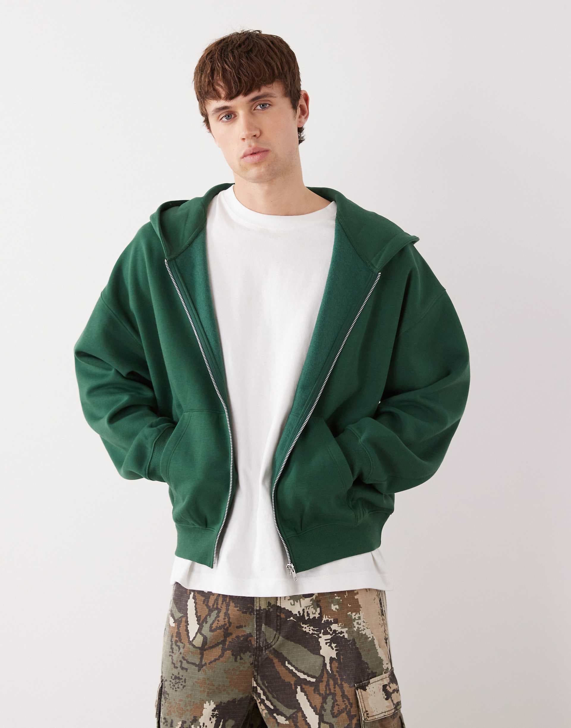 COLLUSION zip up hoodie in green
