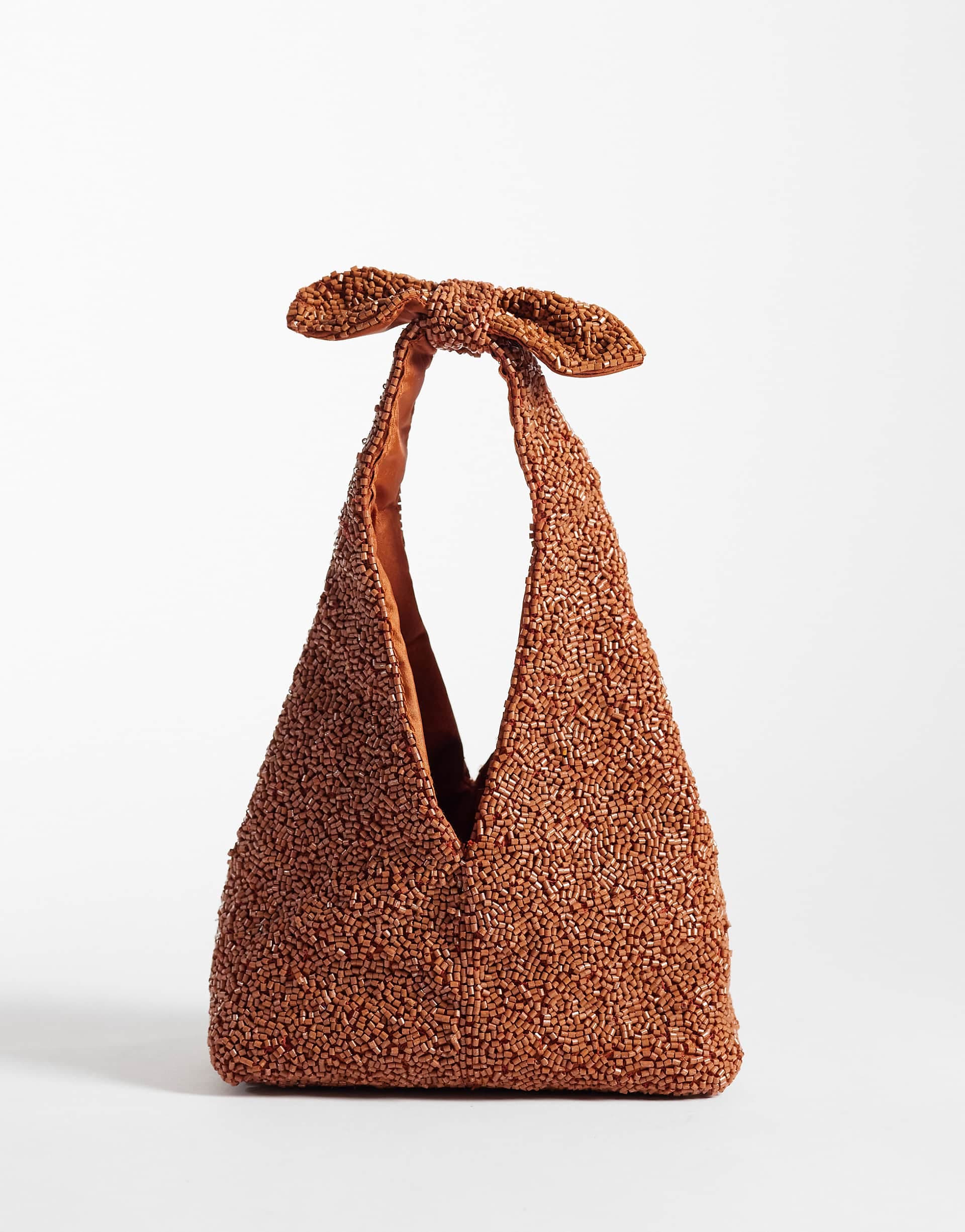 Mango beaded knot detail purse in deep red
