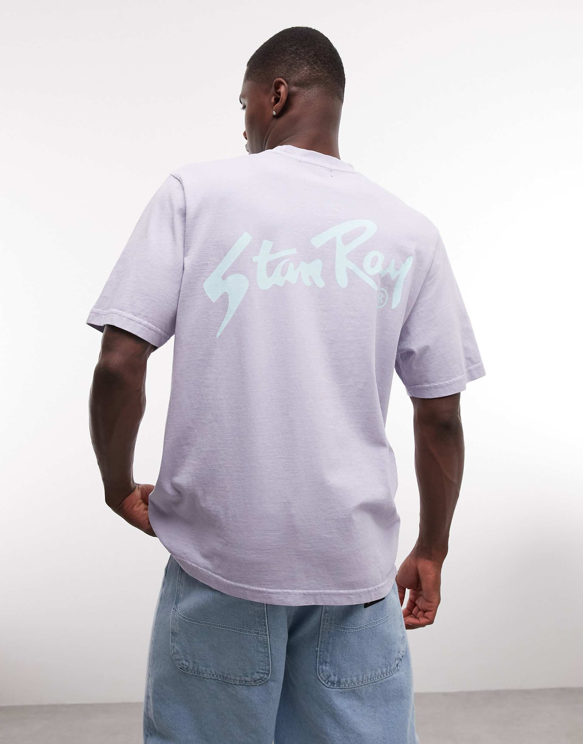 Stan Ray logo short sleeve t-shirt with back print in purple