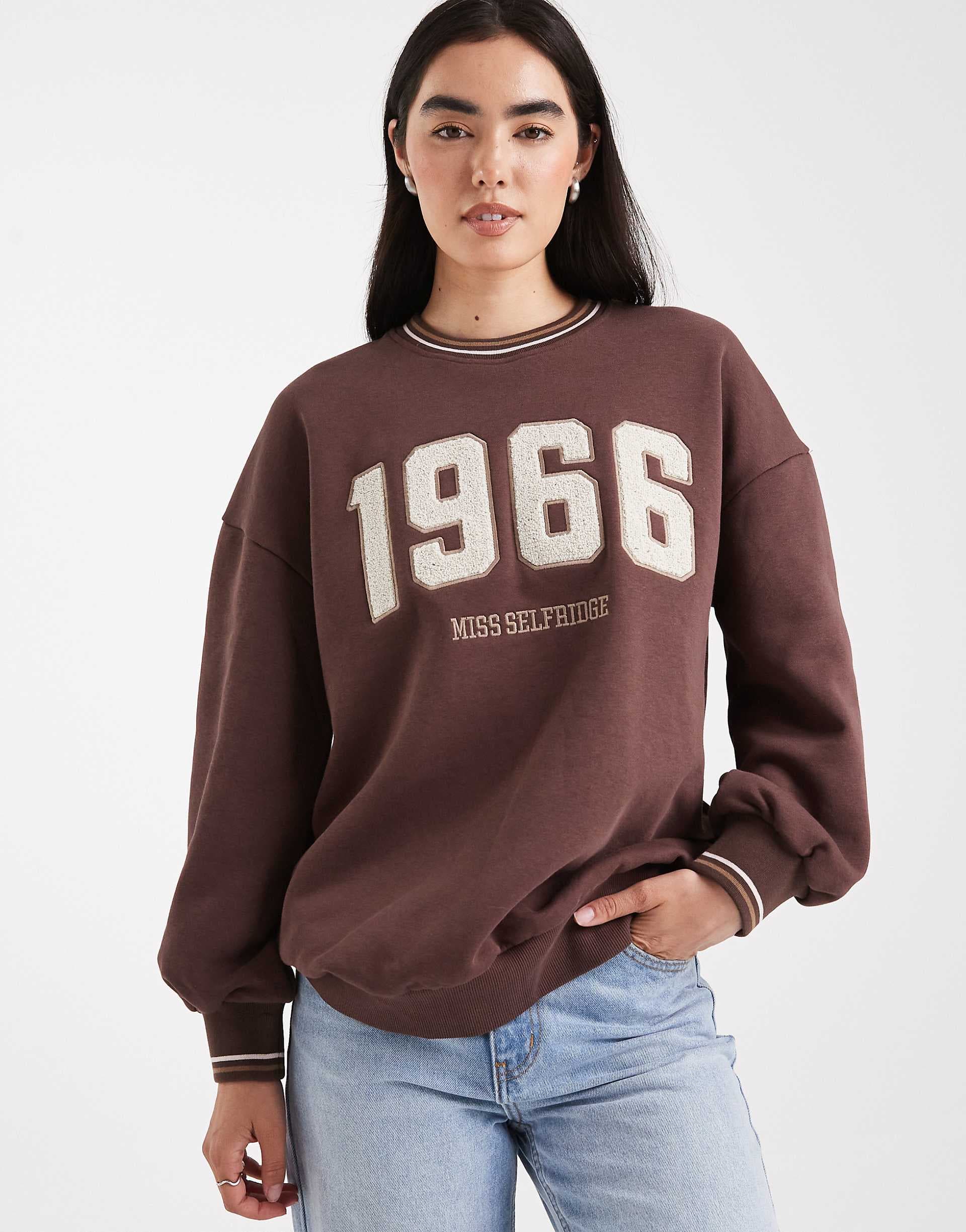 Miss Selfridge borg printed oversized sweatshirt
