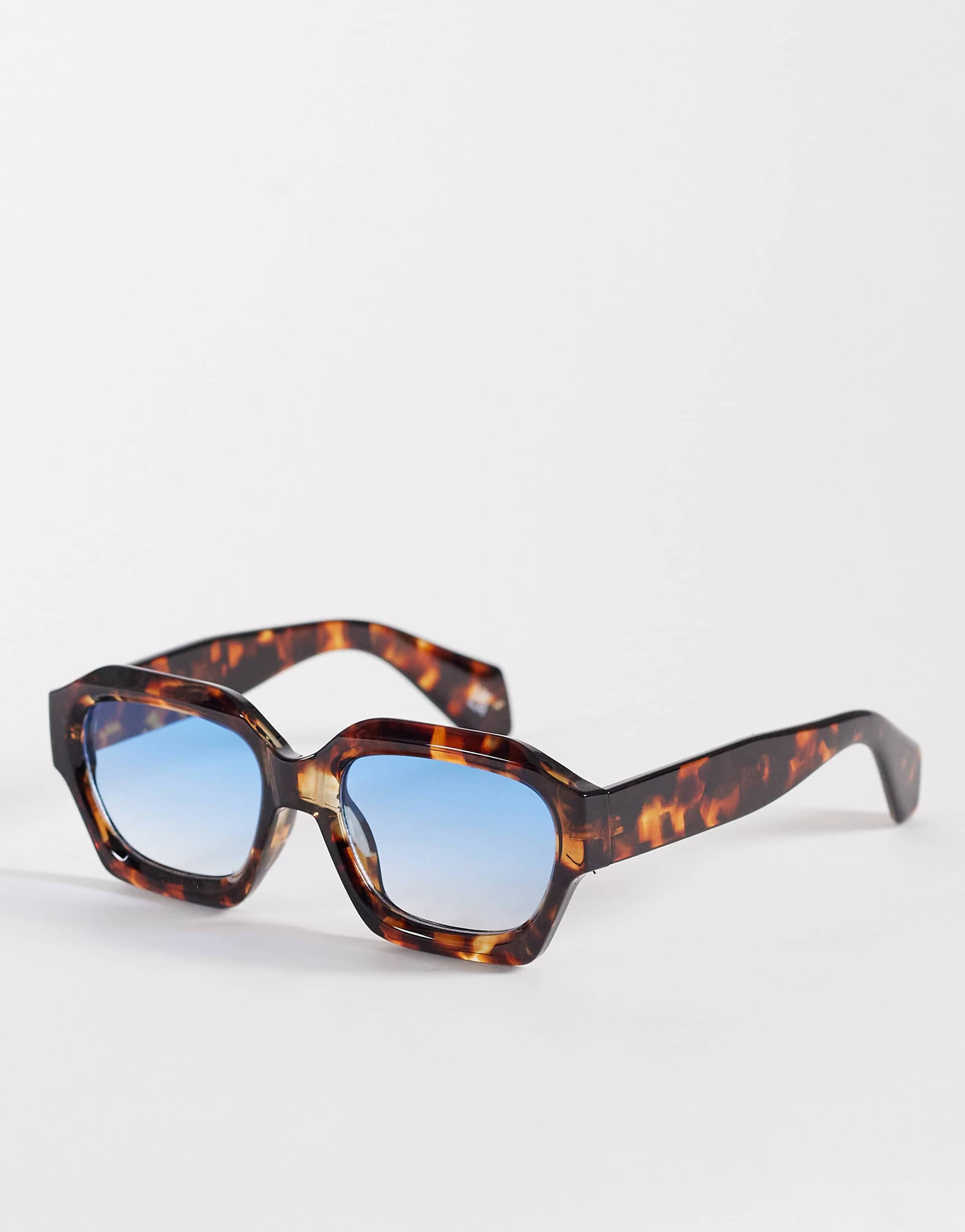 ASOS DESIGN chunky square sunglasses with blue lenses
